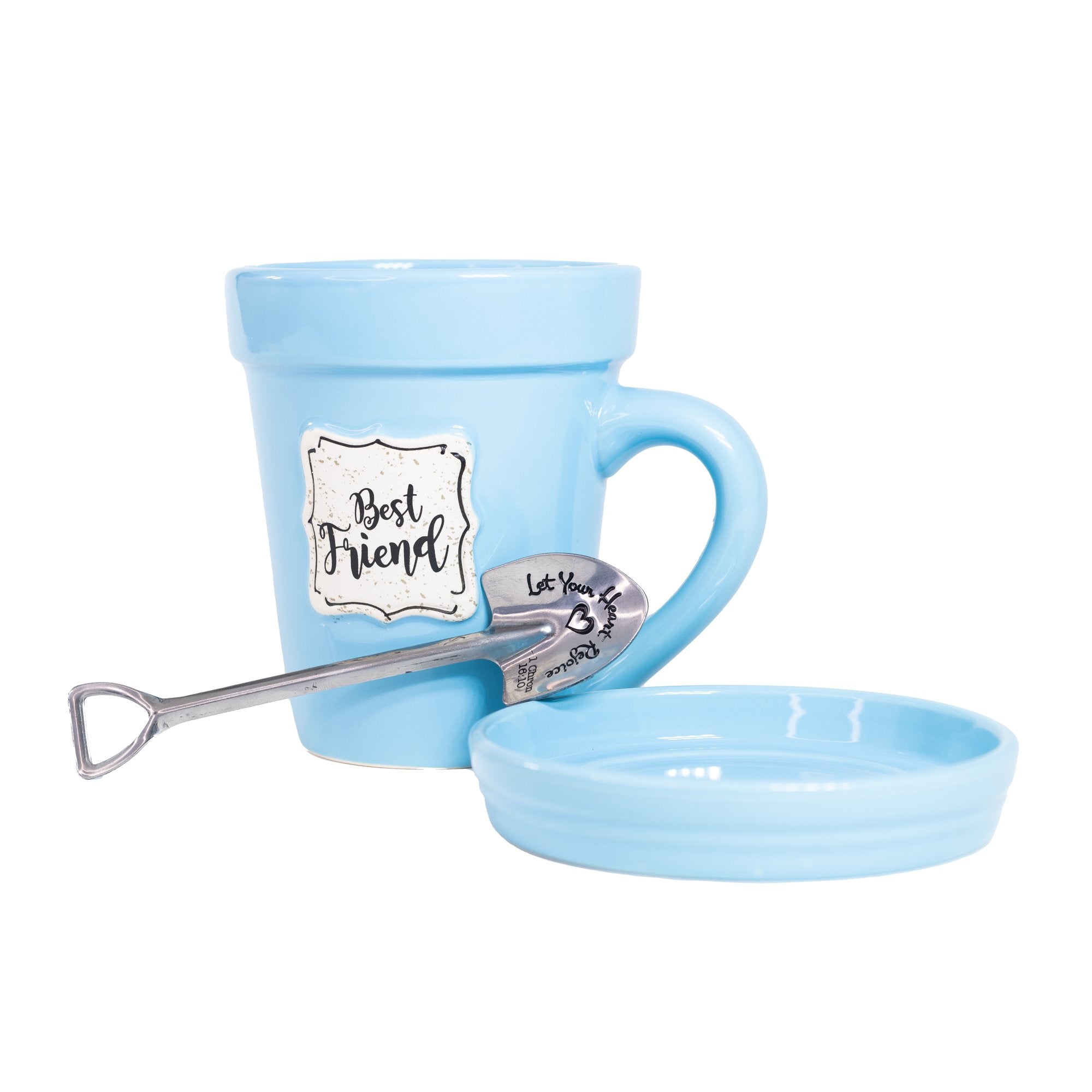 Blue Flower Pot Mug w/Scripture - "Best Friend"