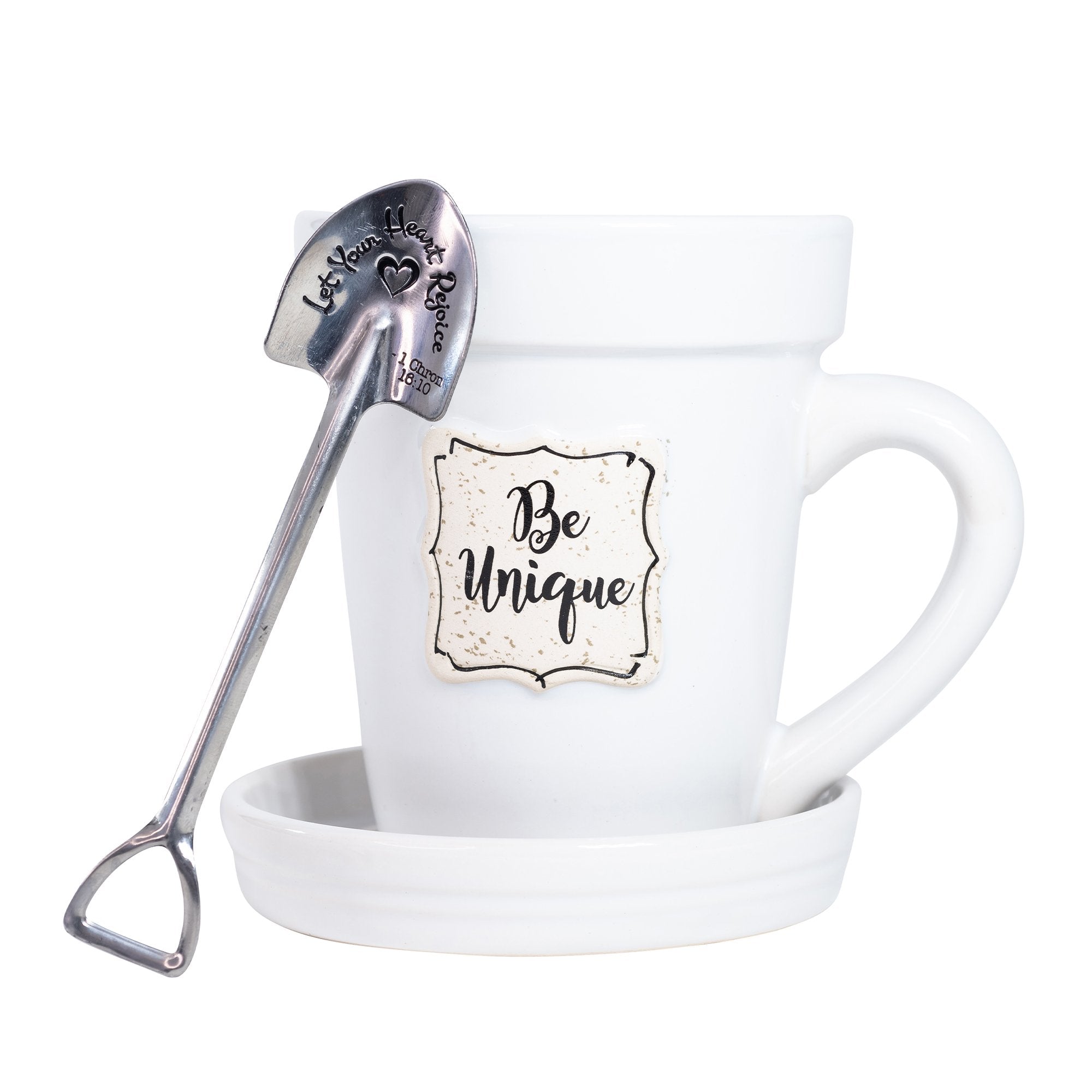White Flower Pot Mug - “Be Unique”