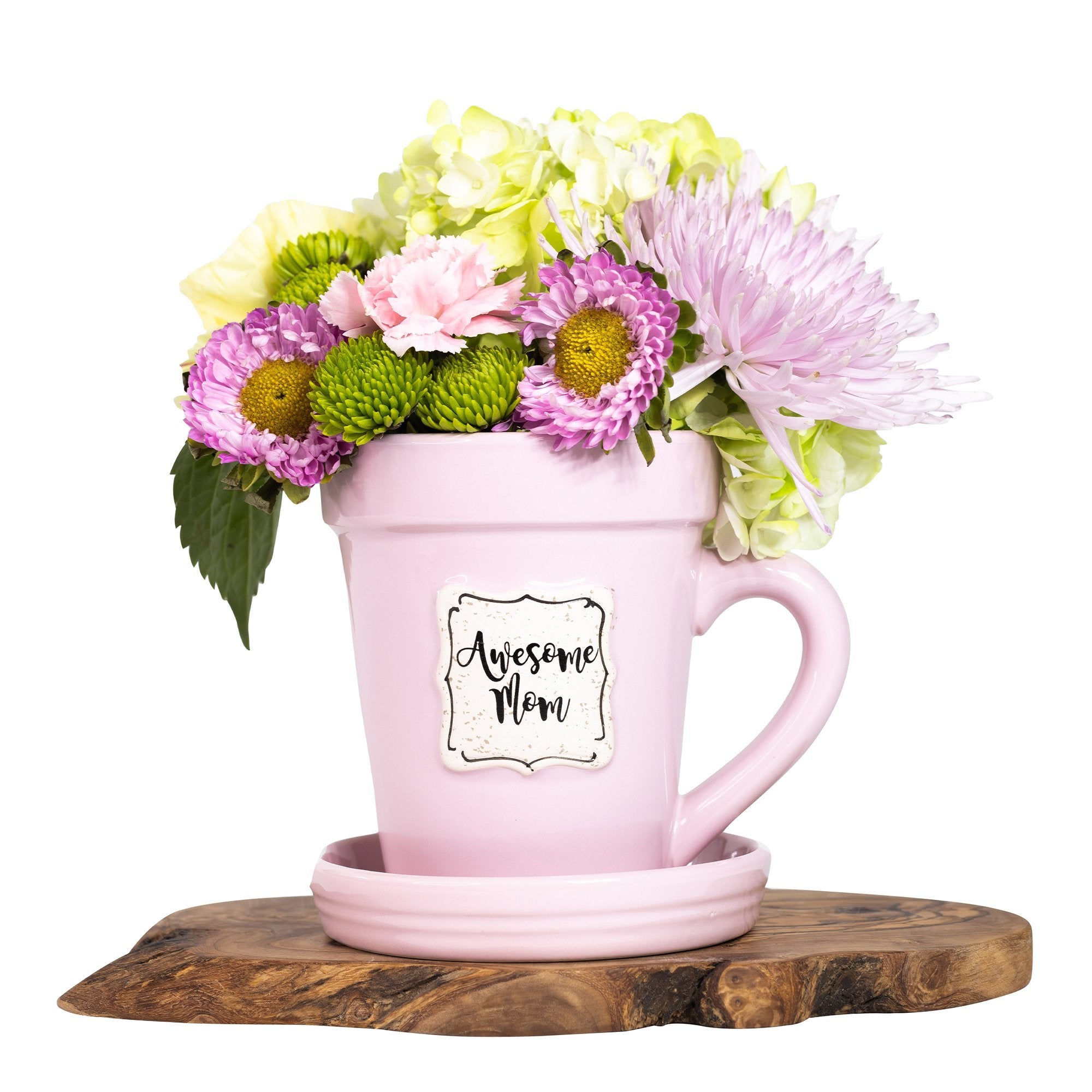 Pink Flower Pot Mug - "Awesome Mom"