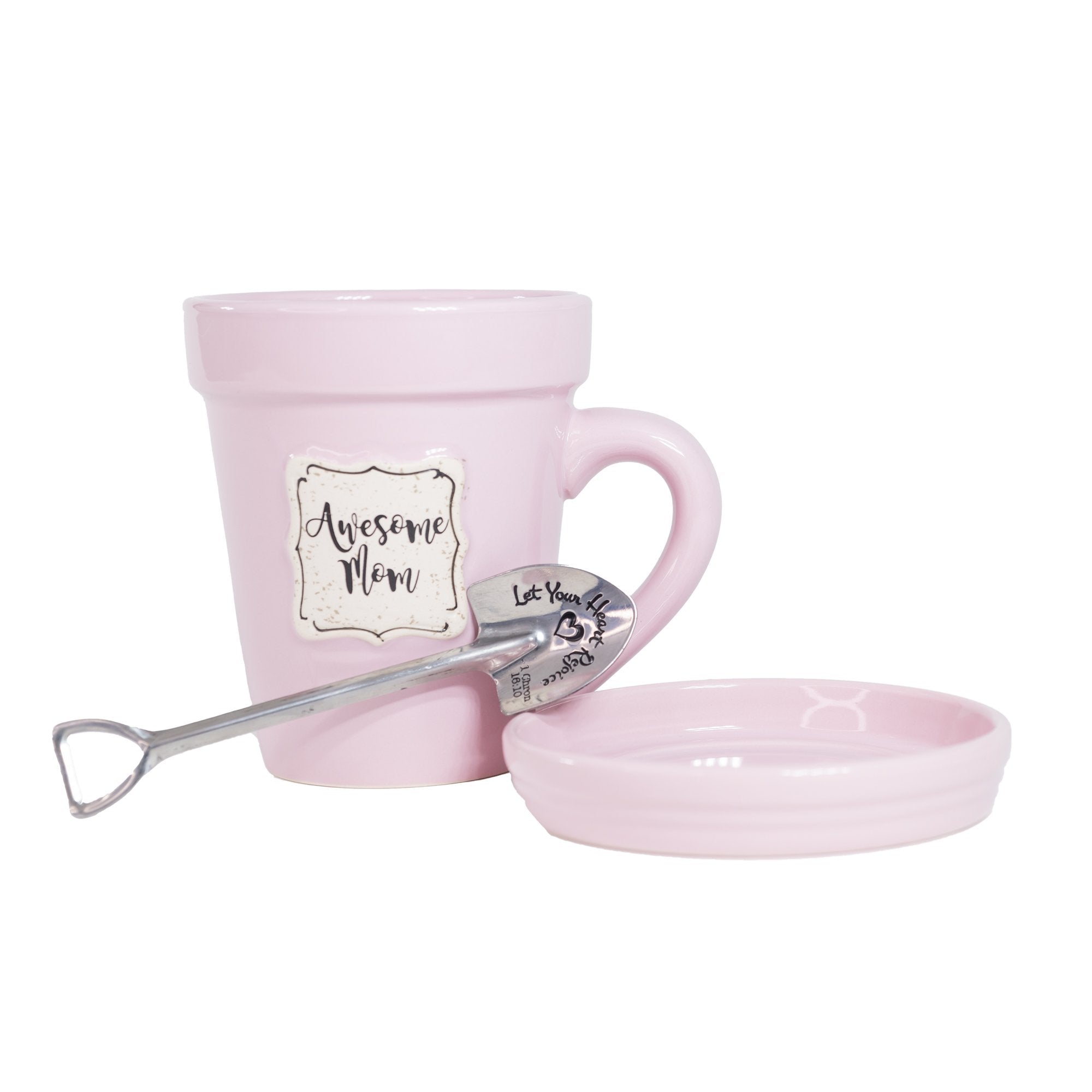 Pink Flower Pot Mug w/Scripture - "Awesome Mom"