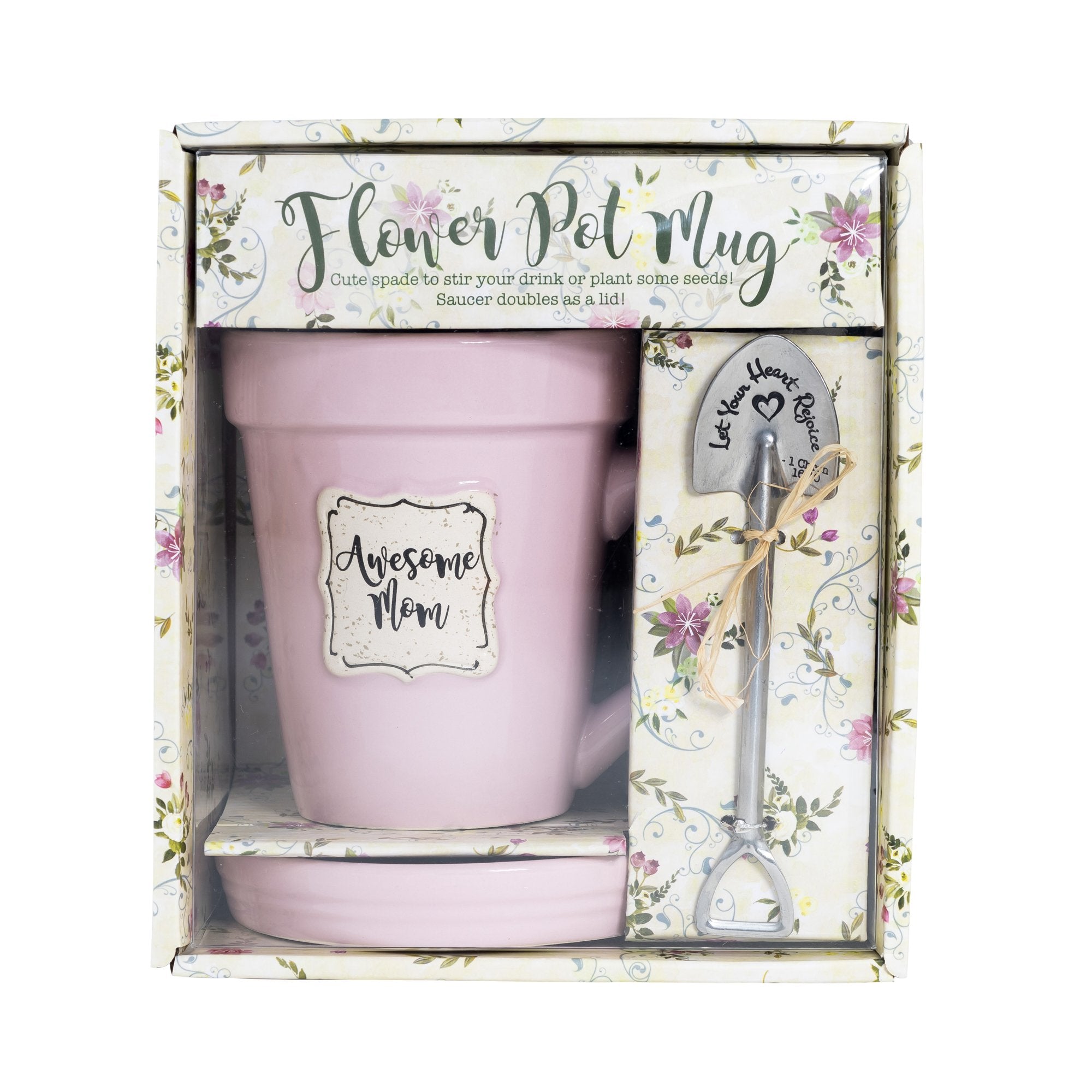 Pink Flower Pot Mug w/Scripture - "Awesome Mom"
