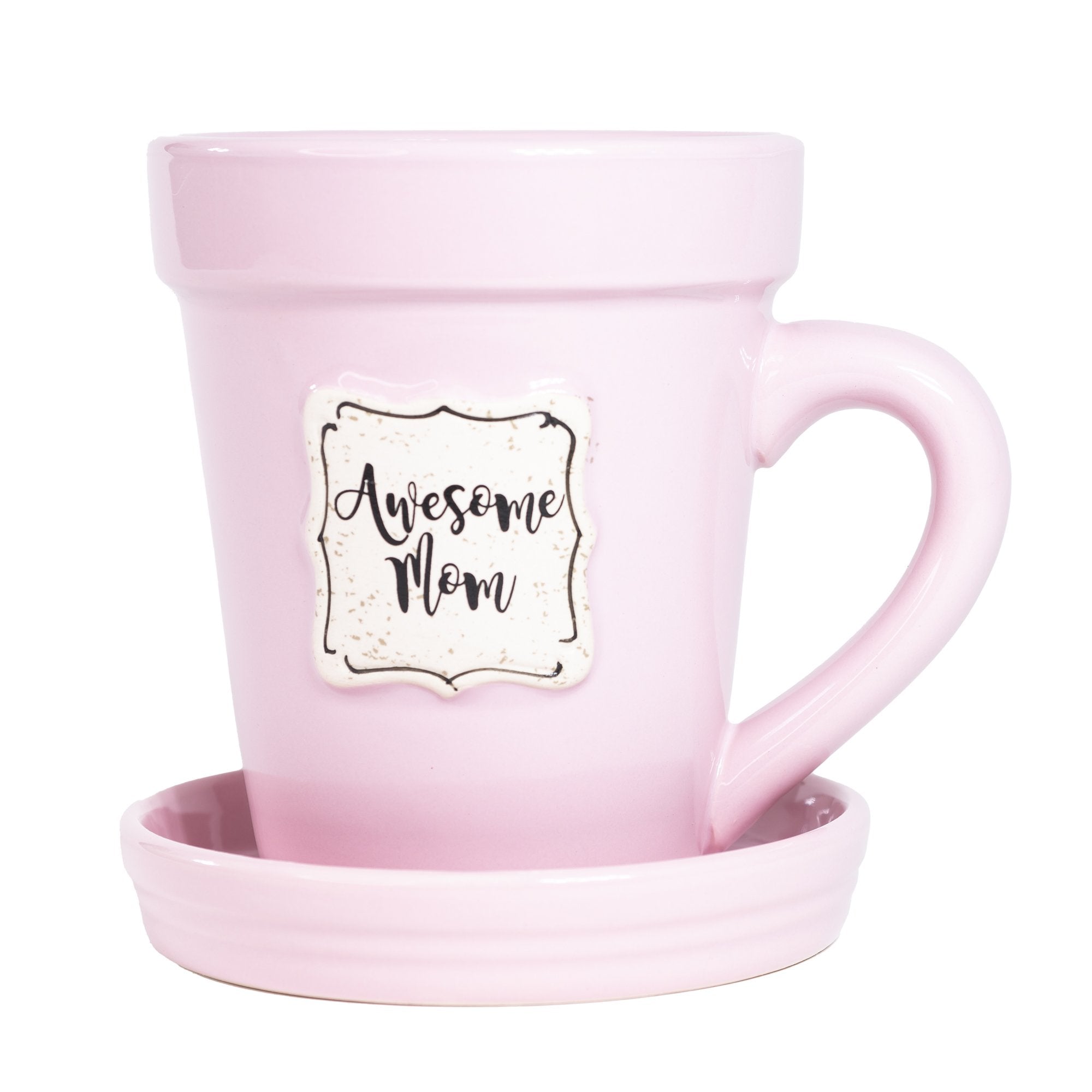 Pink Flower Pot Mug - "Awesome Mom"