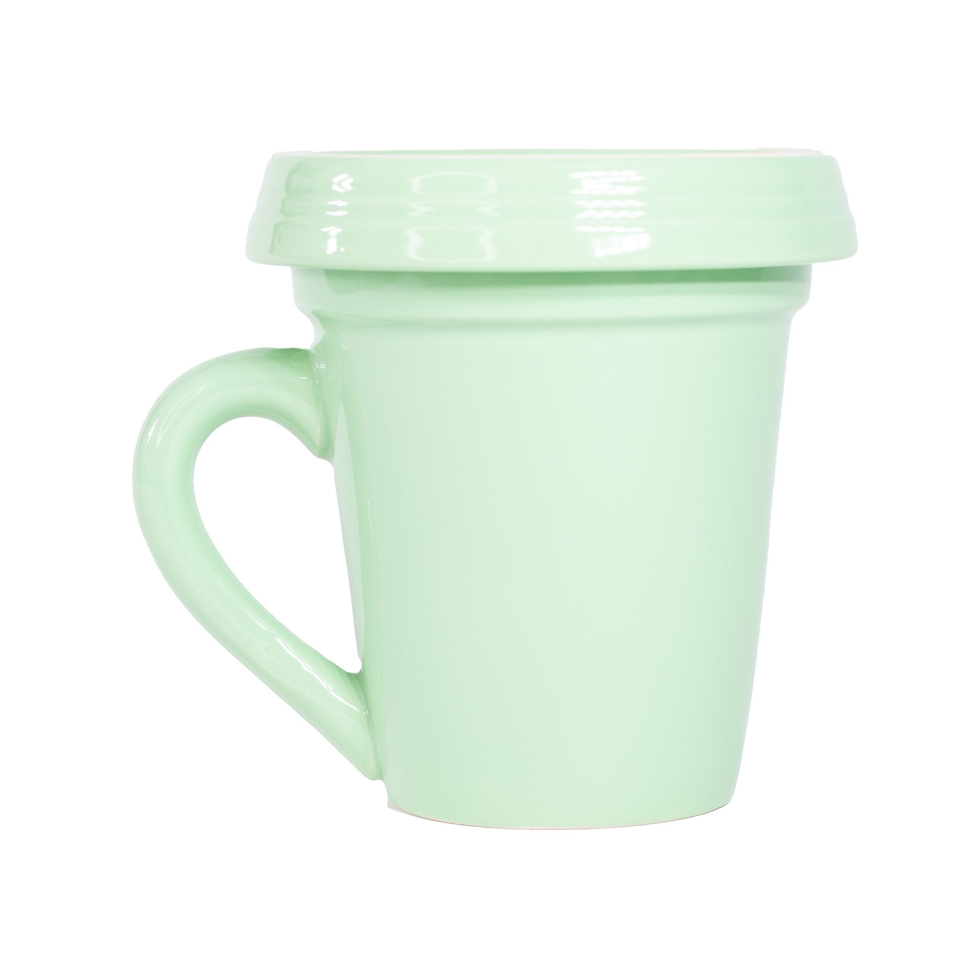Green Flower Pot Mug w/Scripture - "Be Happy"