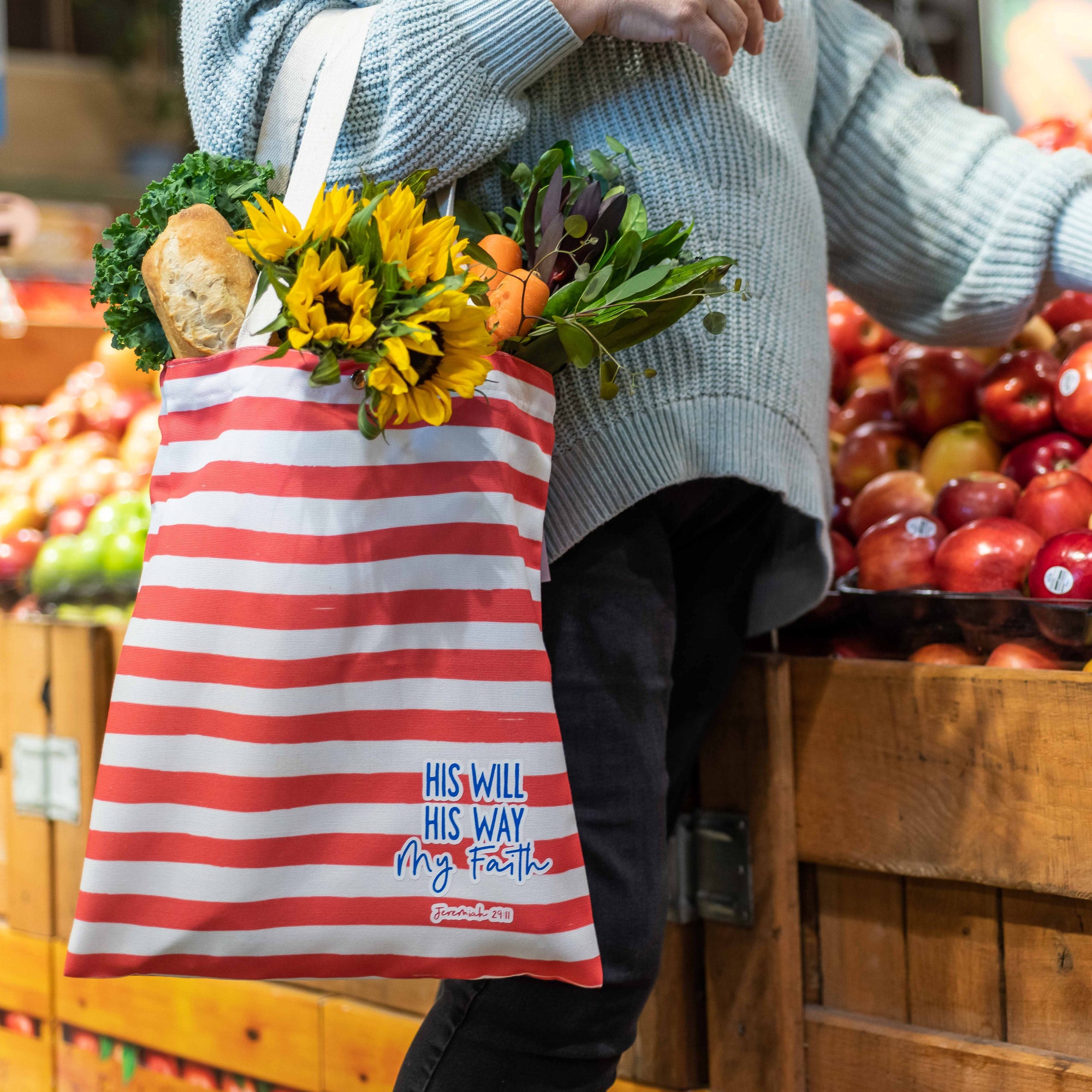 Striped Tote - Coral - His Will His Way