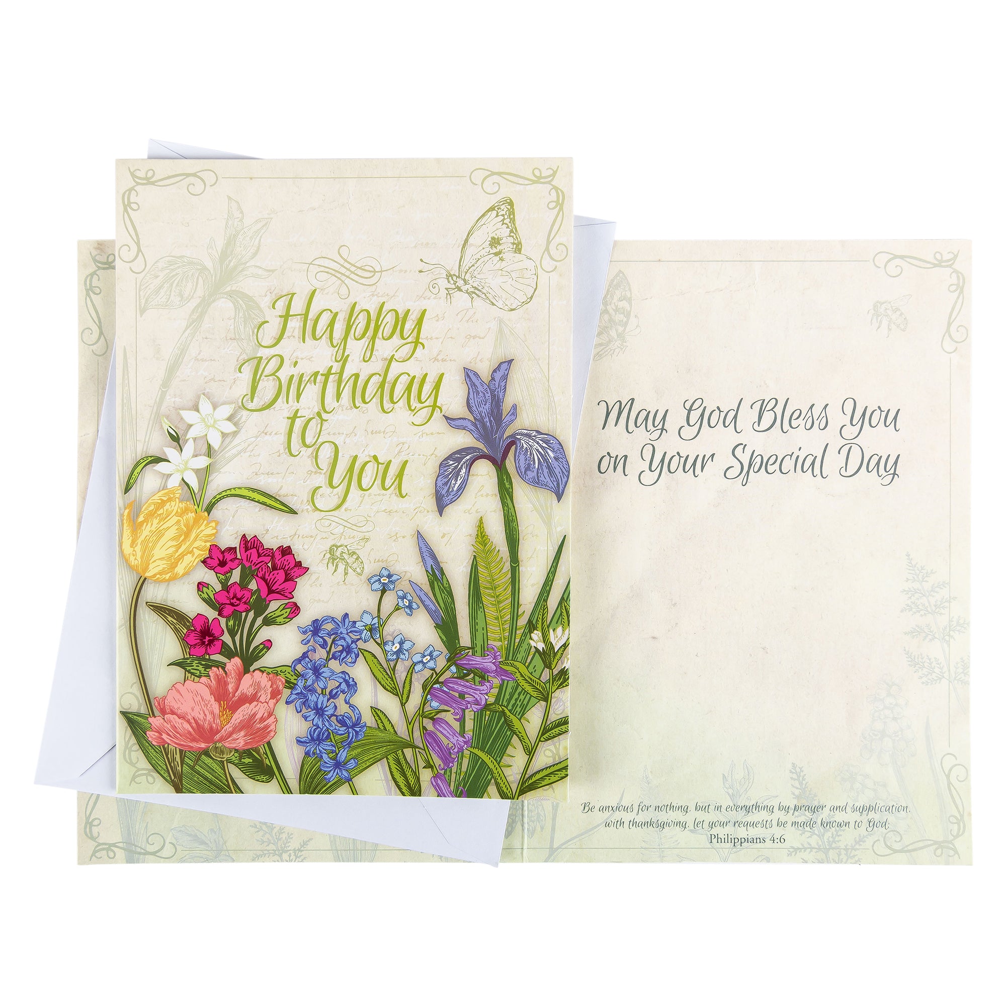 Single Cards - Birthday - Floral Philippians 4:6 (6 pk)