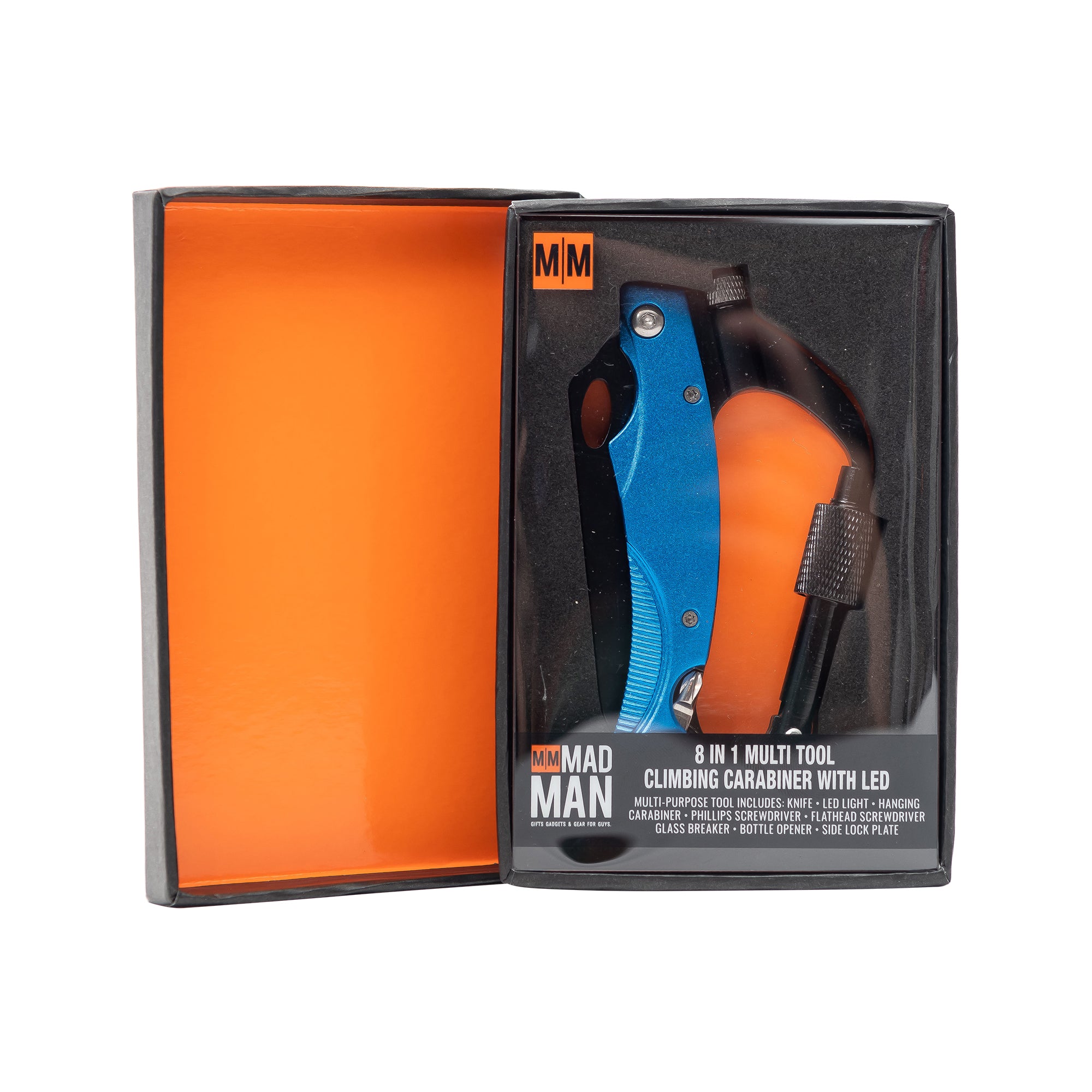 8 in 1 Multi-Tool Climbing Carabiner w/LED