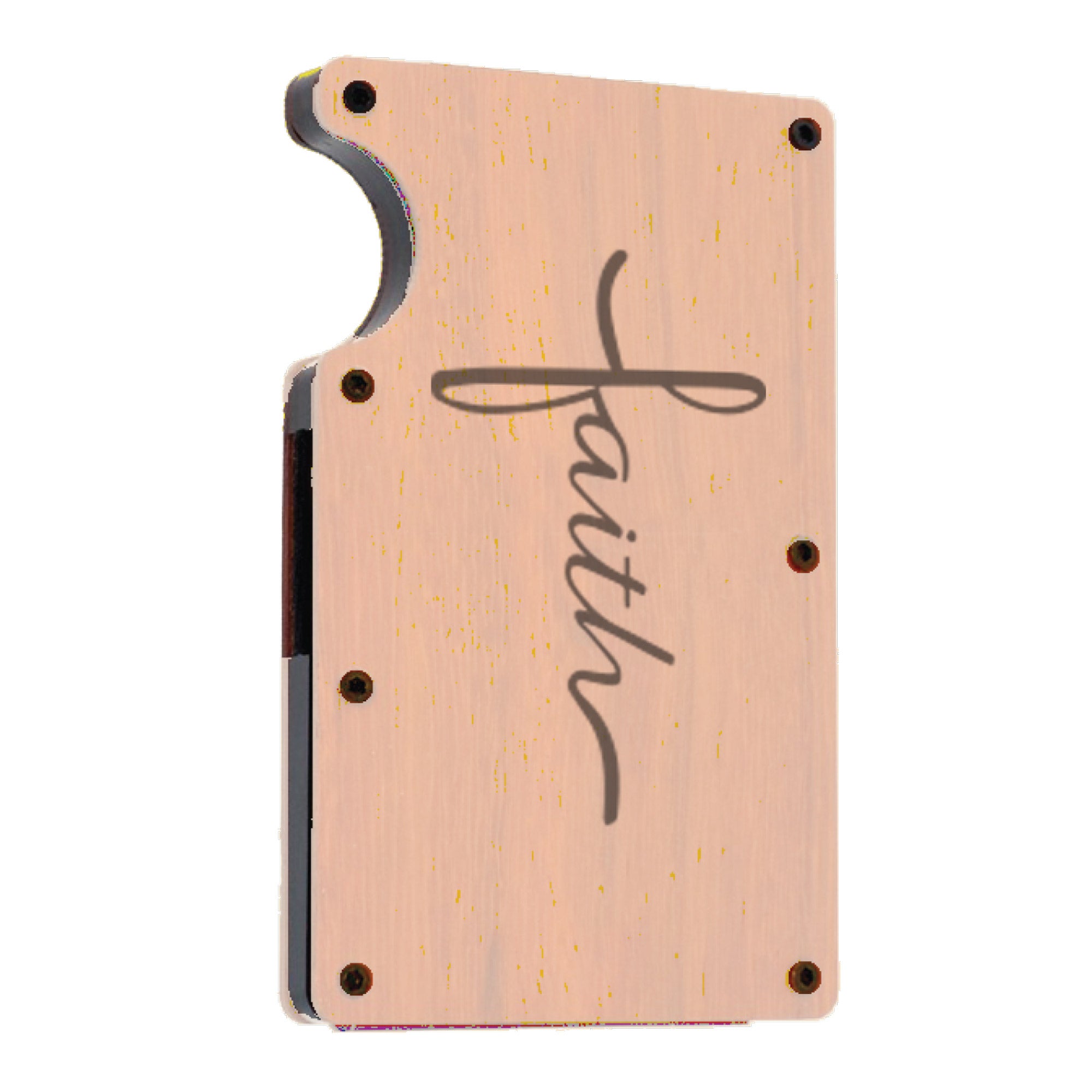 Engraved Hardwood RFID Money Clip-Faith