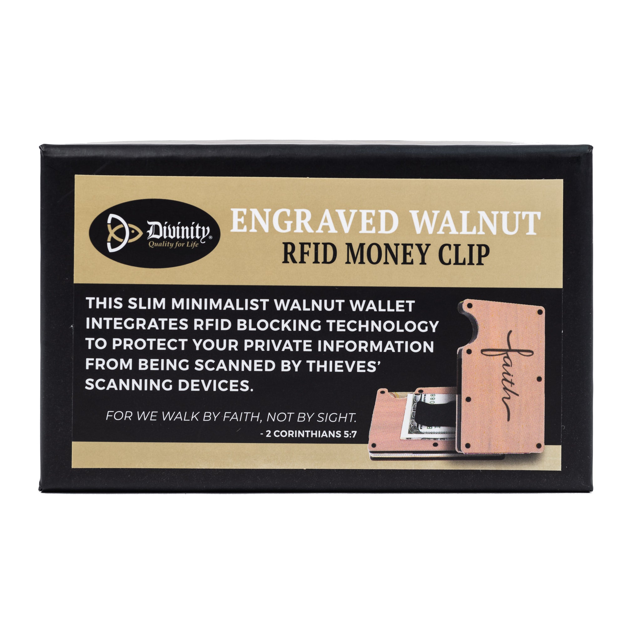 Engraved Hardwood RFID Money Clip-Faith