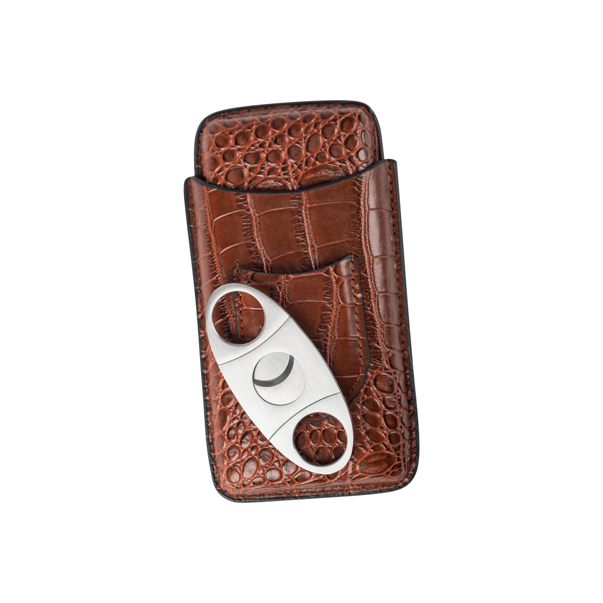 Trio Cigar Traveler with Cutter-Brown