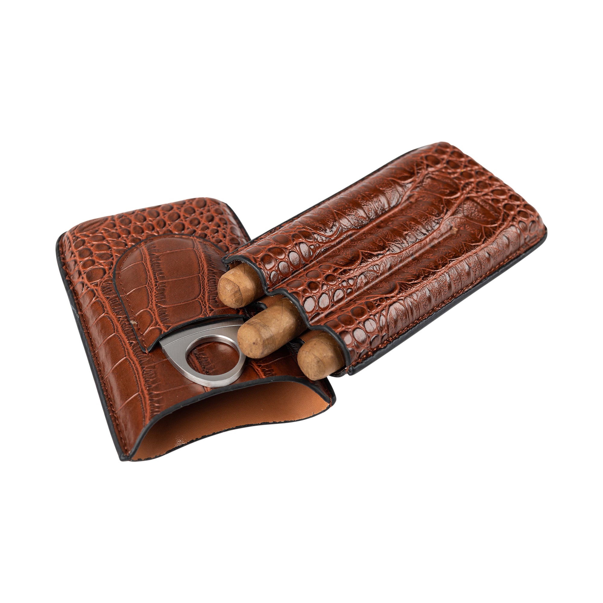 Trio Cigar Traveler with Cutter-Brown