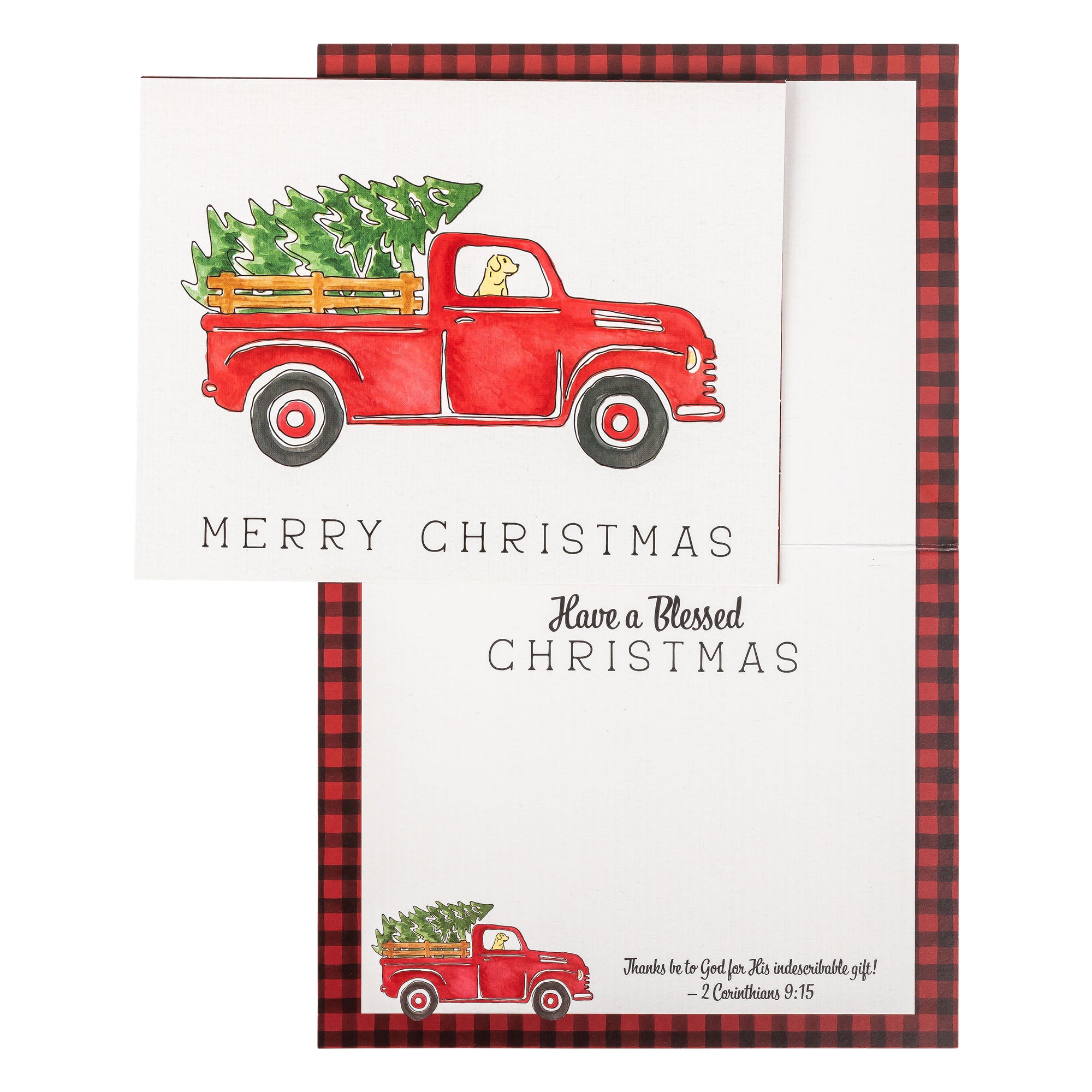 Boxed Christmas Cards: Red Plaid Truck