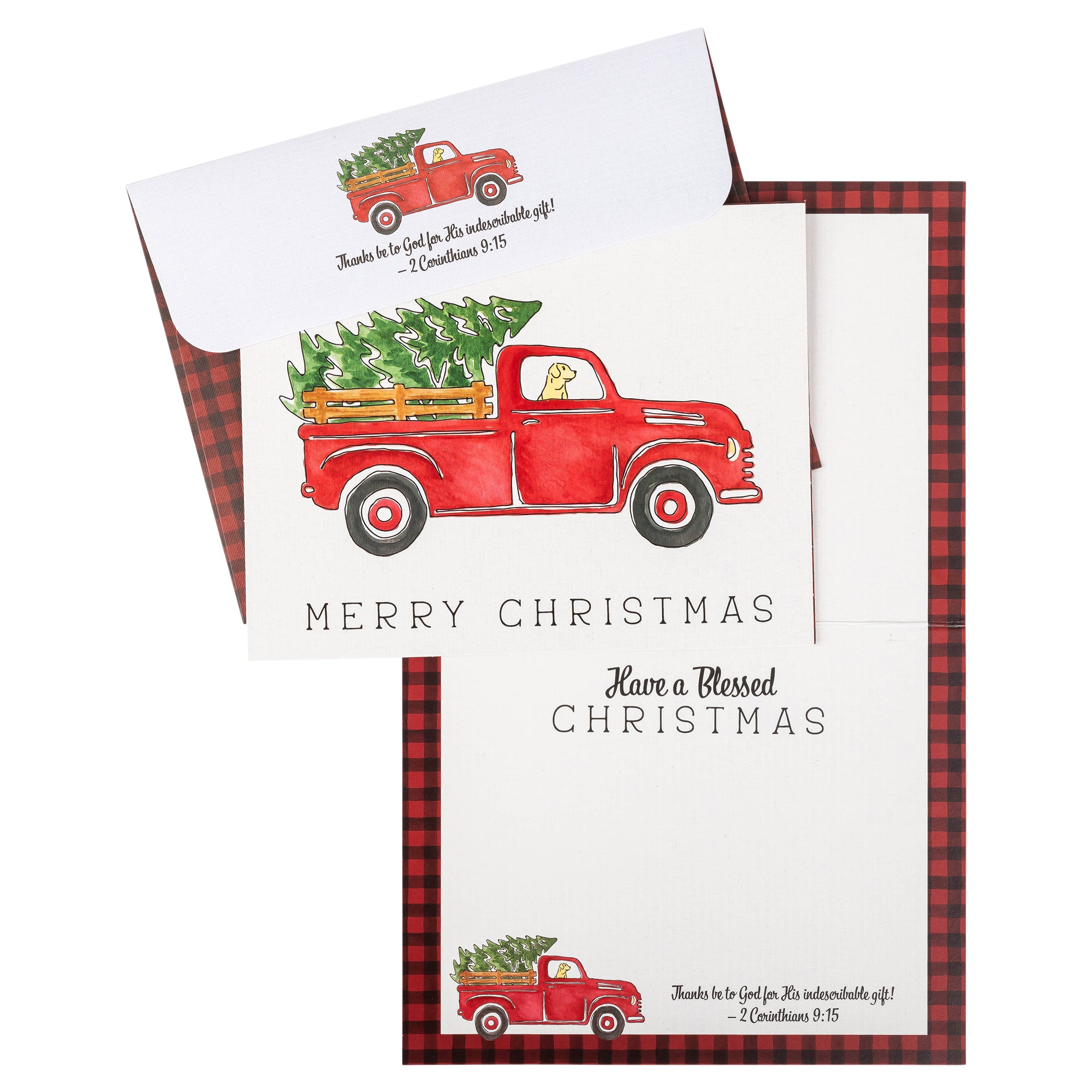 Boxed Christmas Cards: Red Plaid Truck