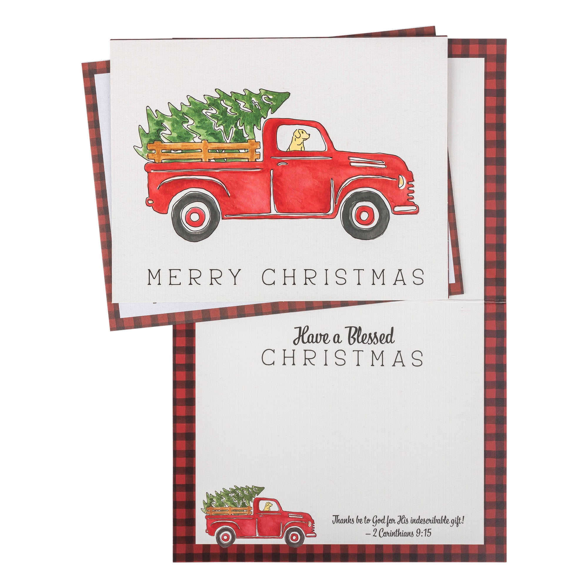 Boxed Christmas Cards: Red Plaid Truck