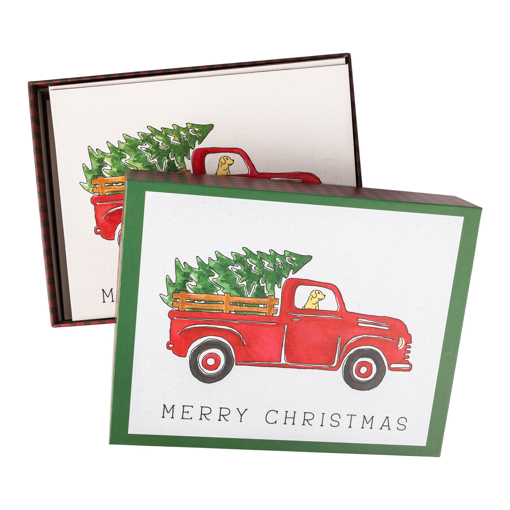 Boxed Christmas Cards: Red Plaid Truck