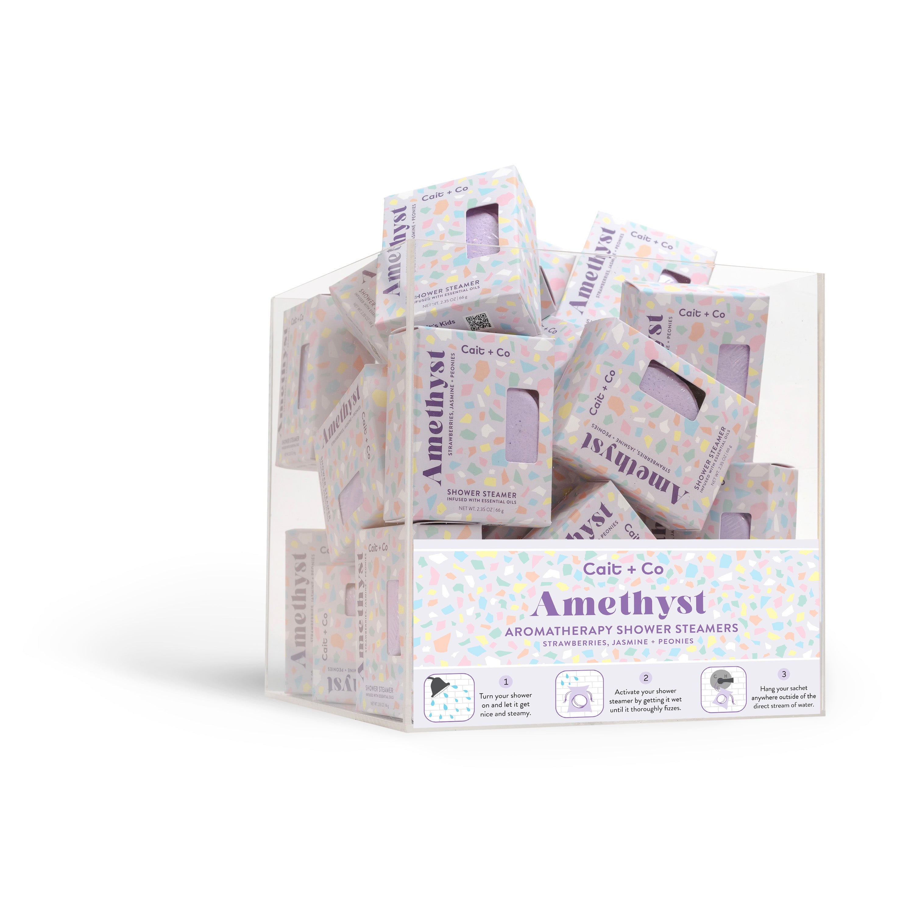 Amethyst - Aromatherapy Shower Steamer Cube Display