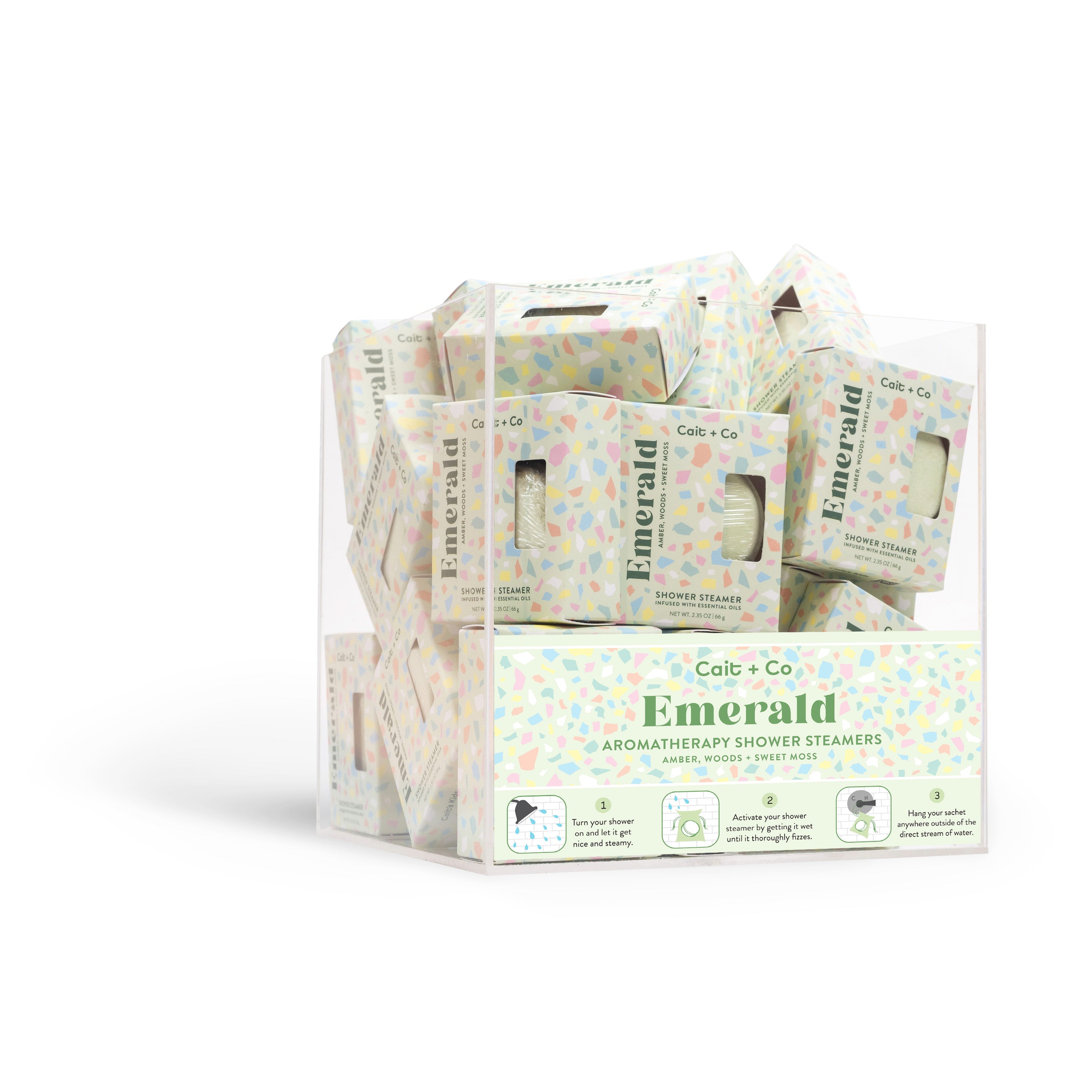 Emerald - Aromatherapy Shower Steamer Cube Display