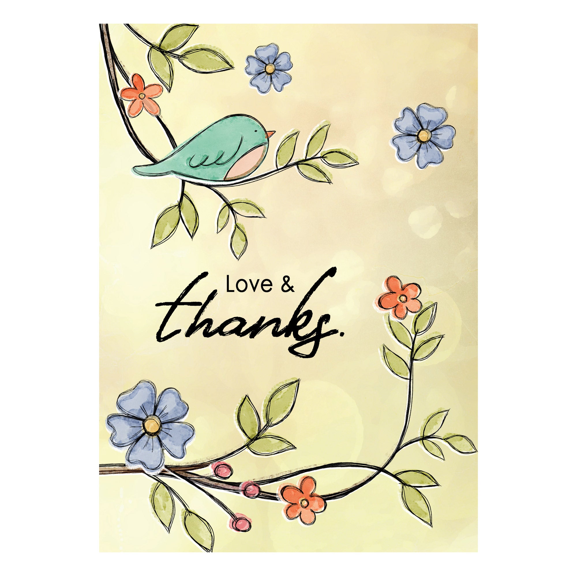 Boxed Cards: Thank you, Bird on Branch