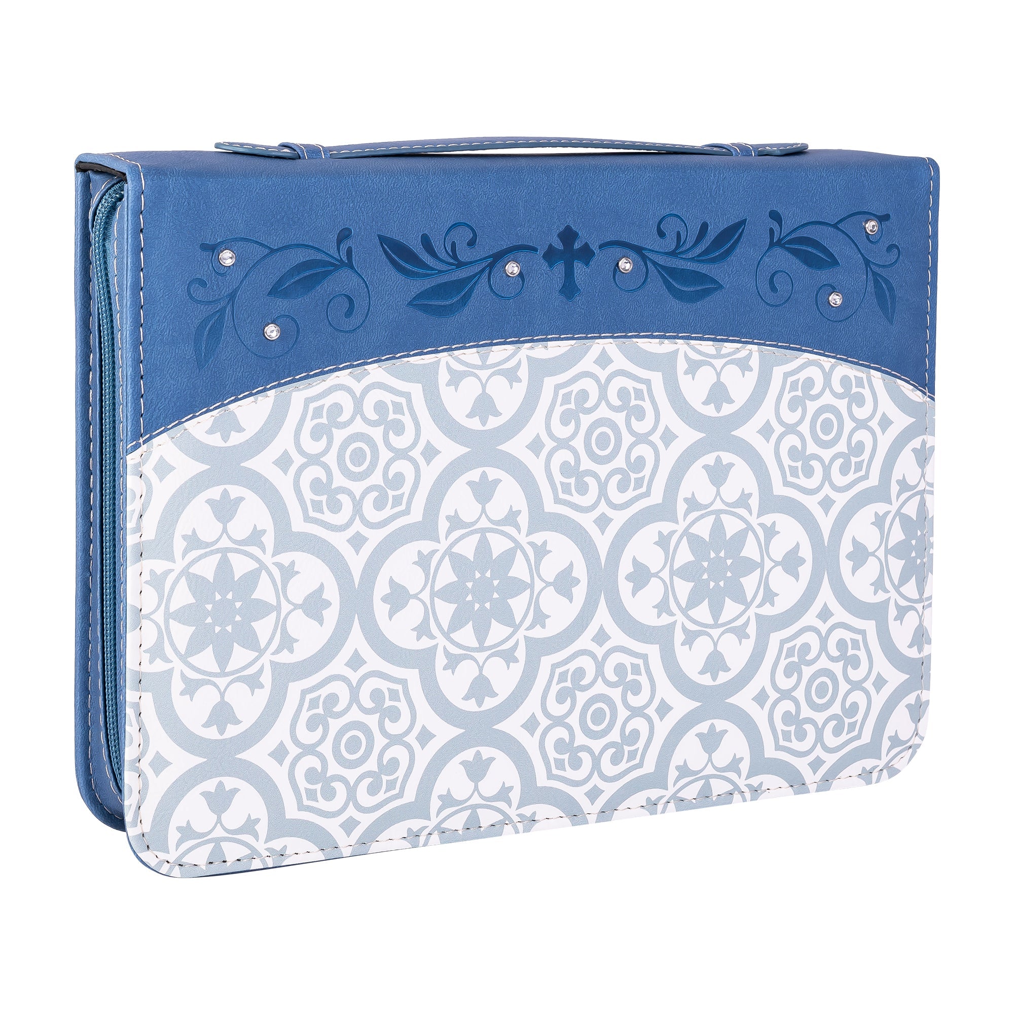 Divine Details: Bible Cover - Blue Tile w/Gem