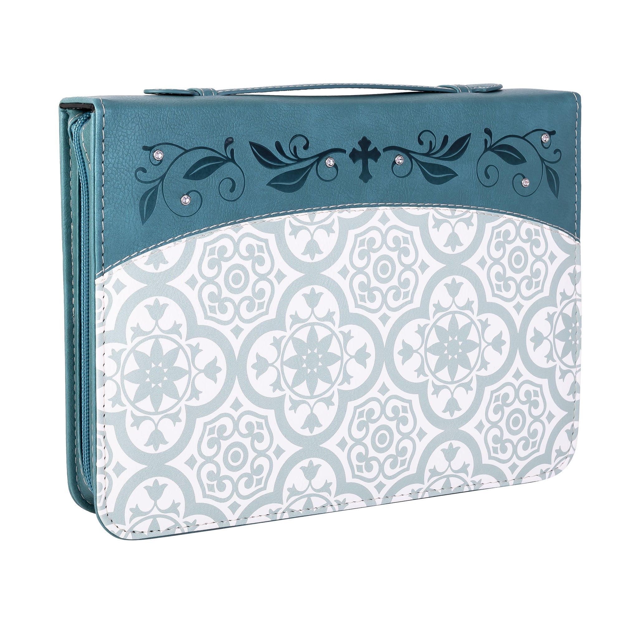 Divine Details: Bible Cover - Teal Tile w/Gem