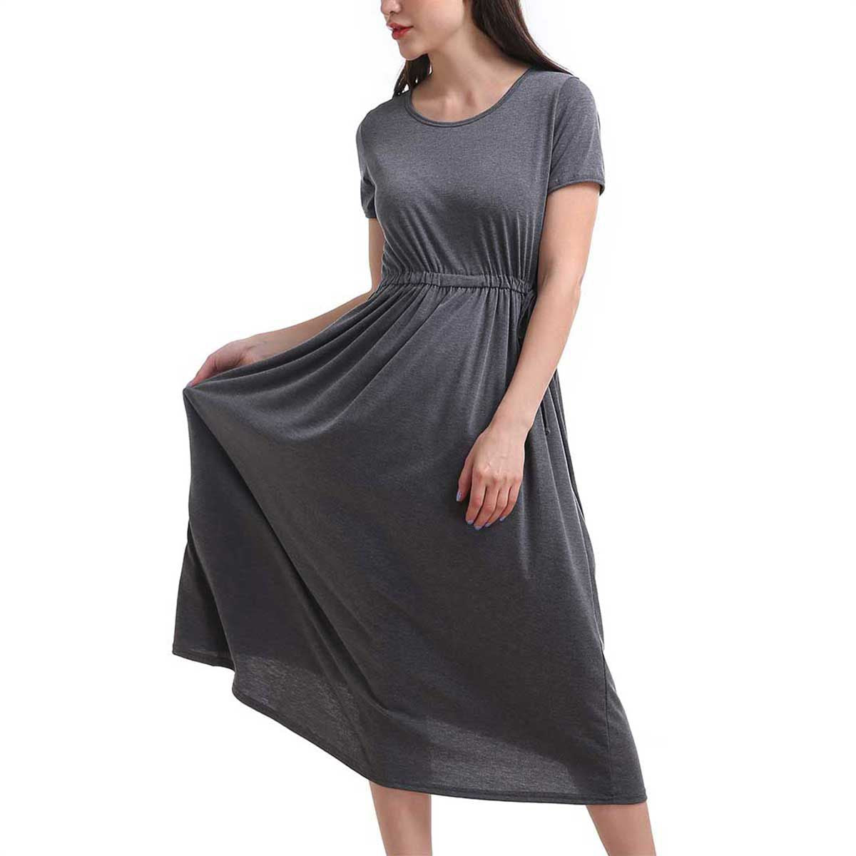 Cap Sleeve Drawstring Waist Dress