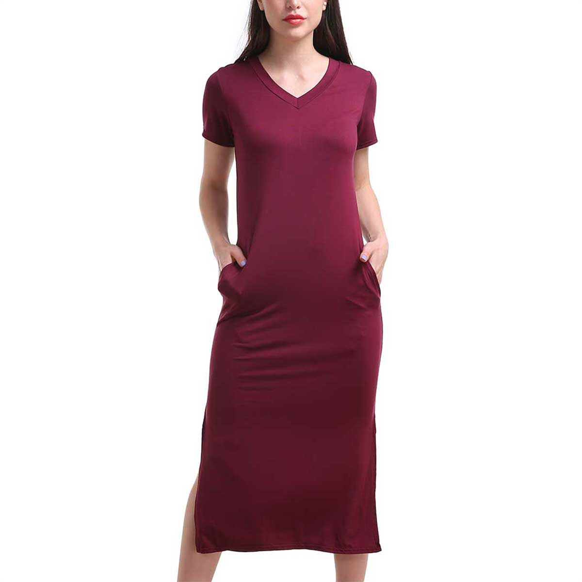 One Size Side Slit Pocket Tunic Dress