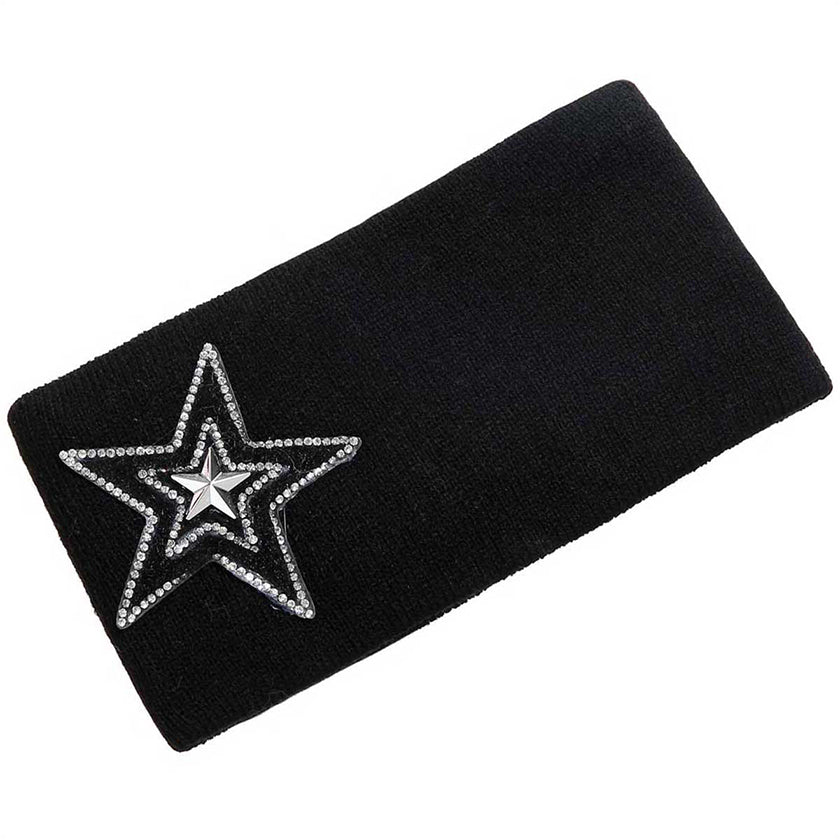 Black Varsity Star Wide Headband