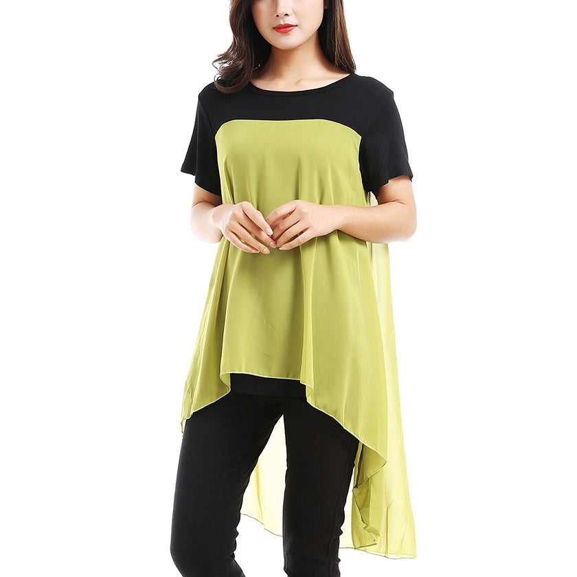 Green 2 Pc High Low Tunic Dress