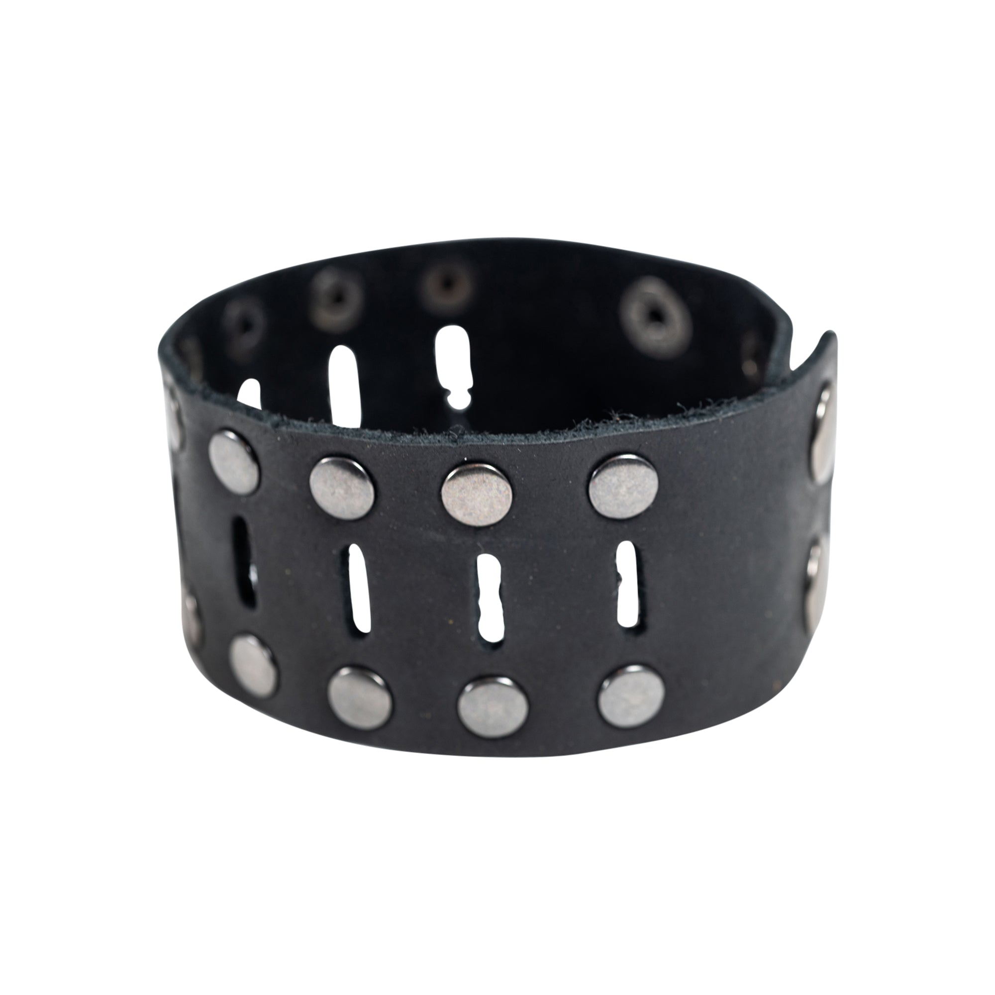 Black Men's Distressed Wide Bracelet