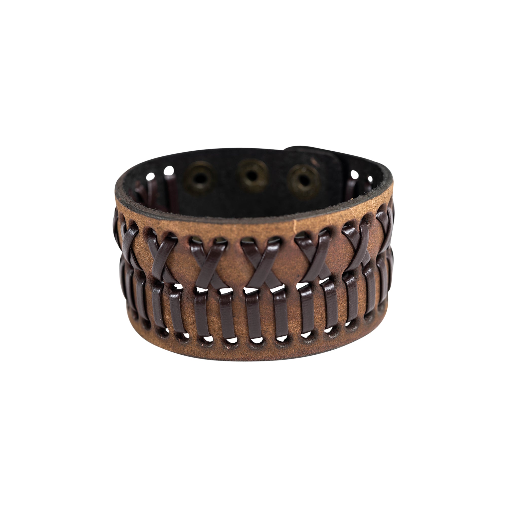 Brown Men's Distressed Wide Bracelet