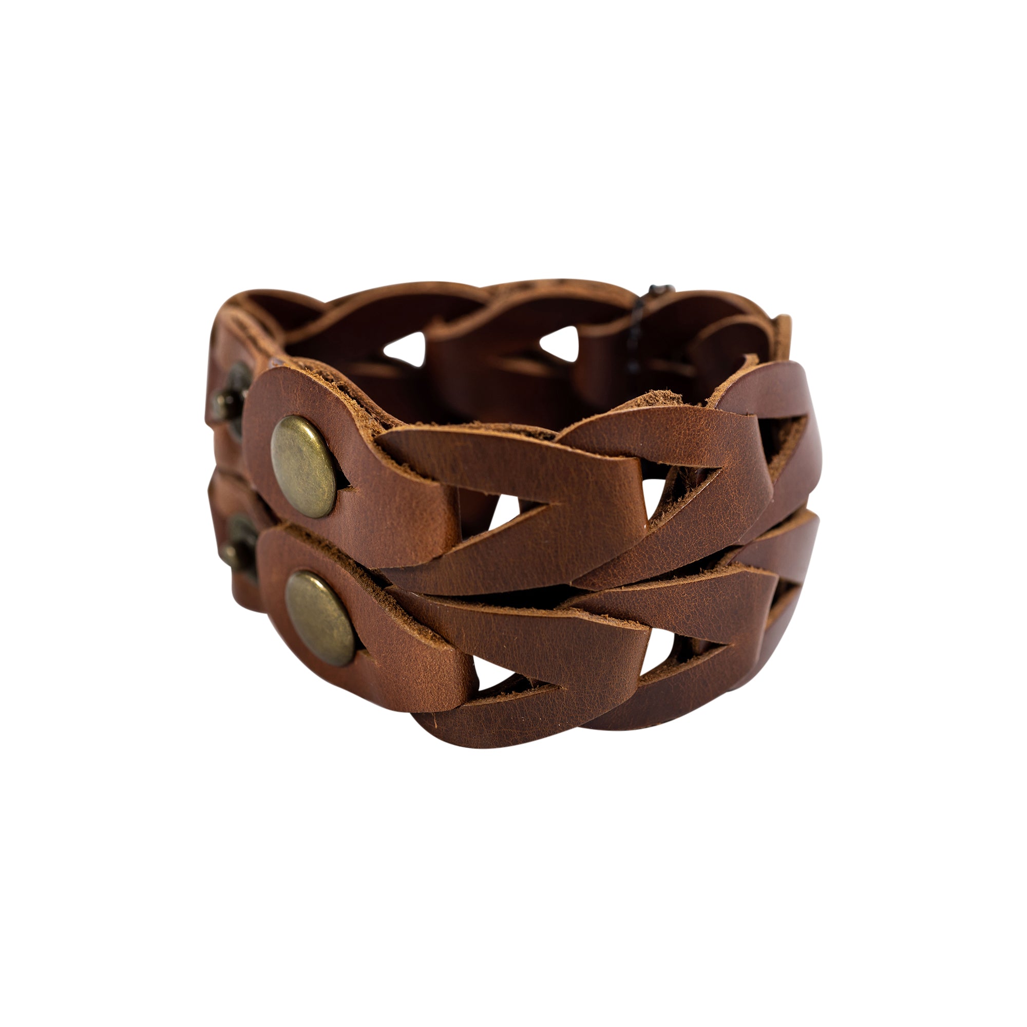 Brown Men's Distressed Wide Bracelet