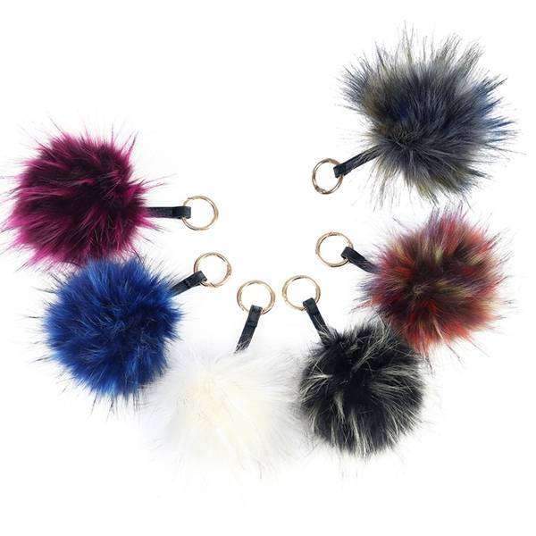 Fur Pom Pom Key Chain Fascinator,Key Chains and Fobs,Elly, by Mad Style