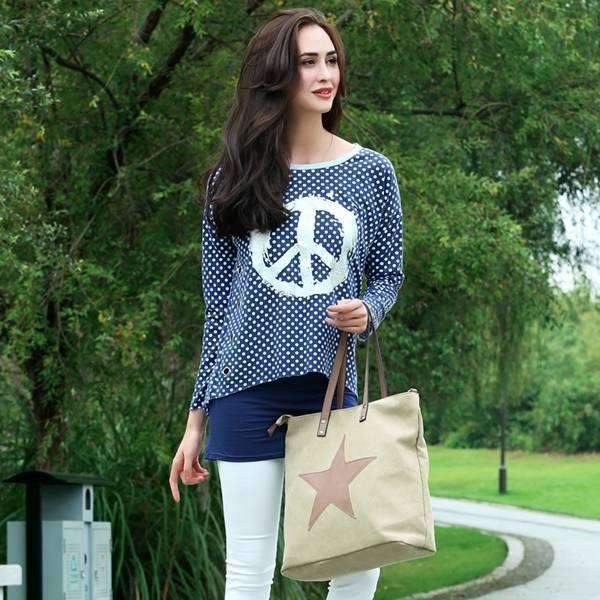 Peace & Polka Dots Blouse,Tops,Mad Style, by Mad Style