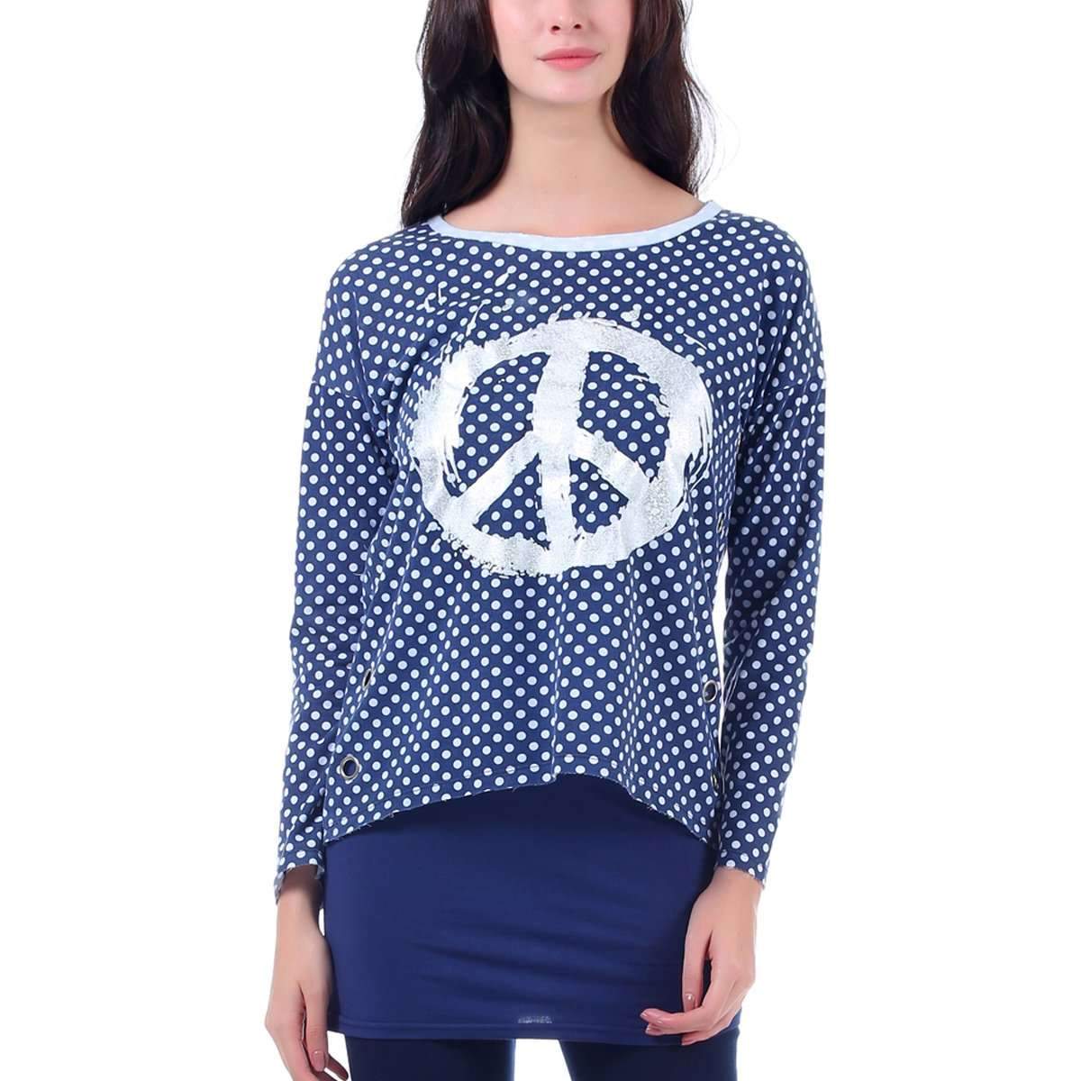 Peace & Polka Dots Blouse,Tops,Mad Style, by Mad Style