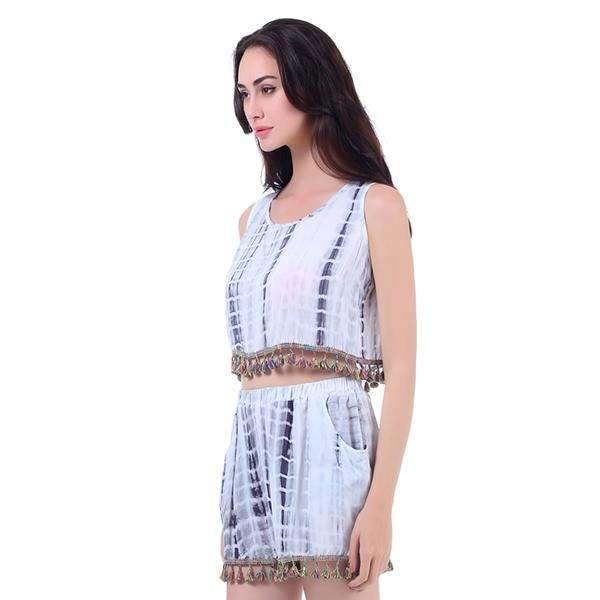 Tasseled Tie Dye Short Set,Bottoms,Mad Style, by Mad Style