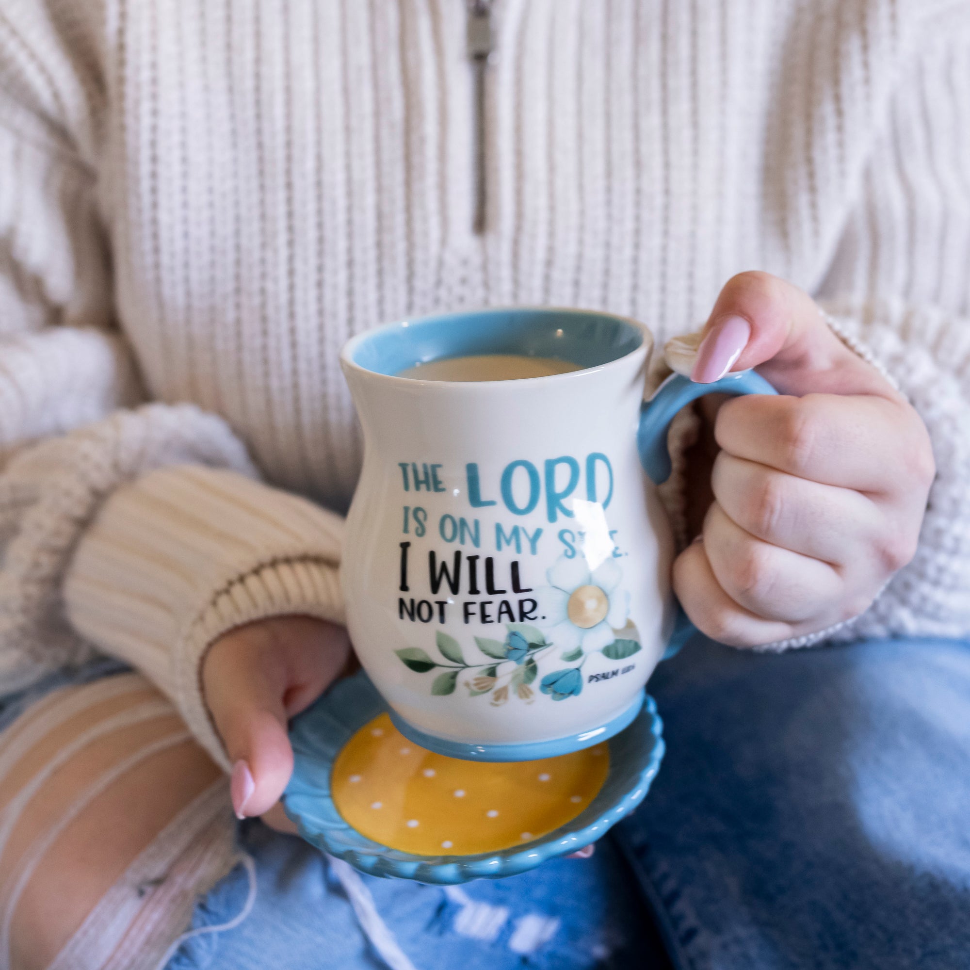 Ceramic Mug & Coaster Set: On My Side (Psalm 118:6)