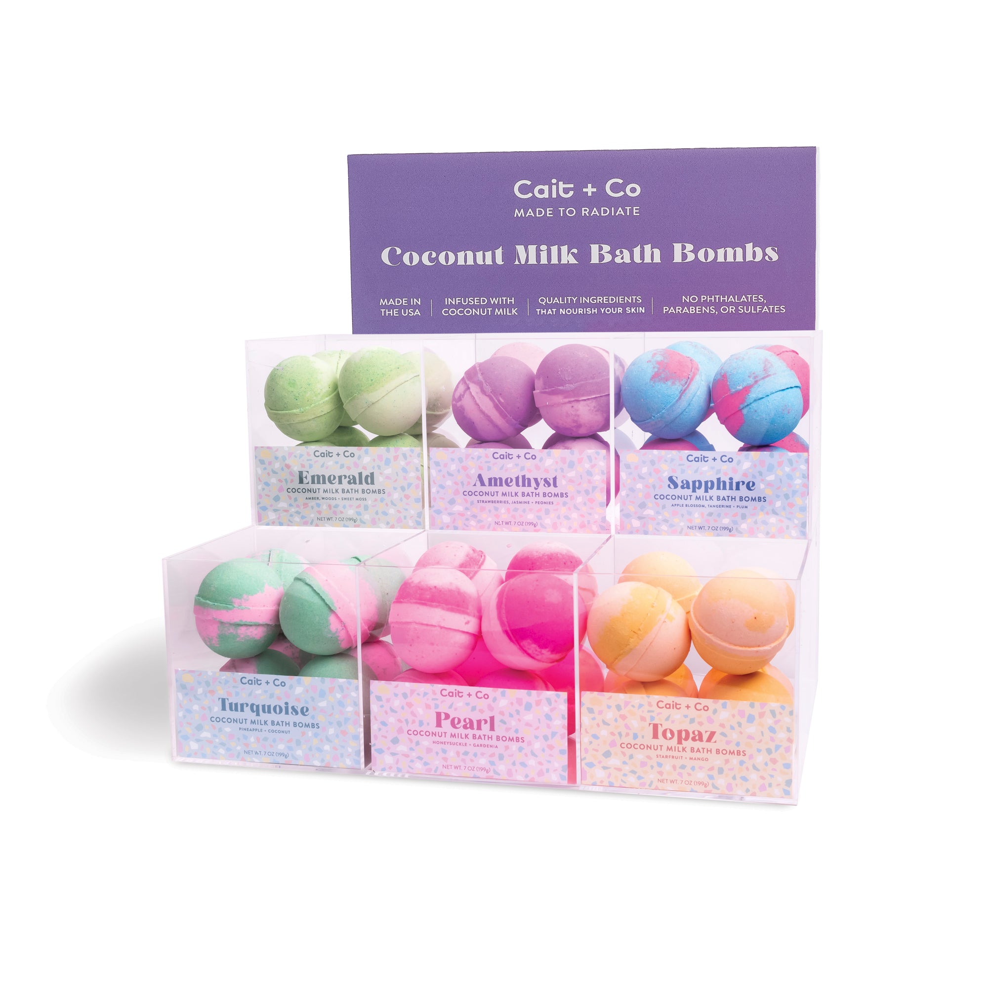 Gem Collection Bath Bombs - 6 Slot Display Deal