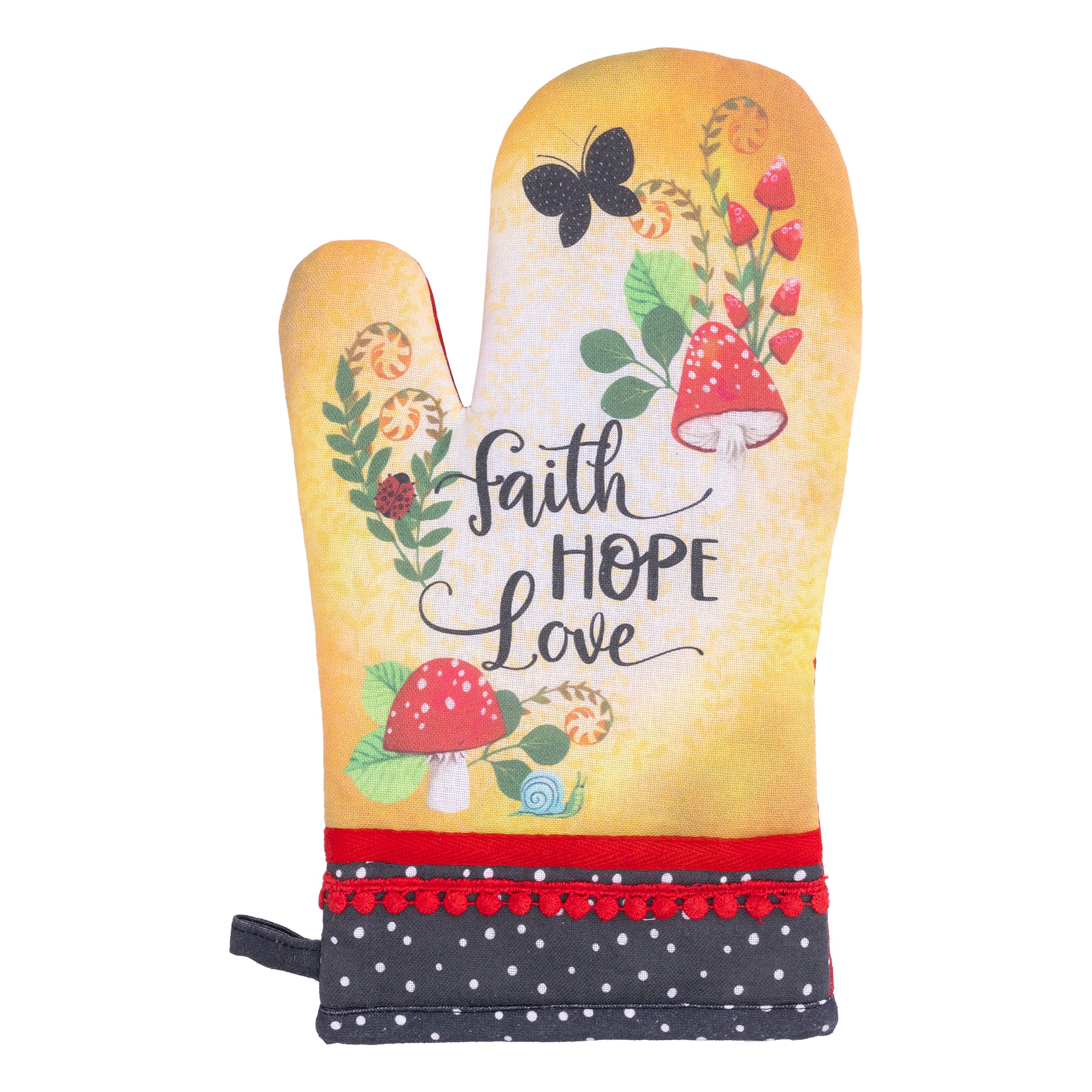 Oven Mitt: Merry Mushroom; Faith Hope Love