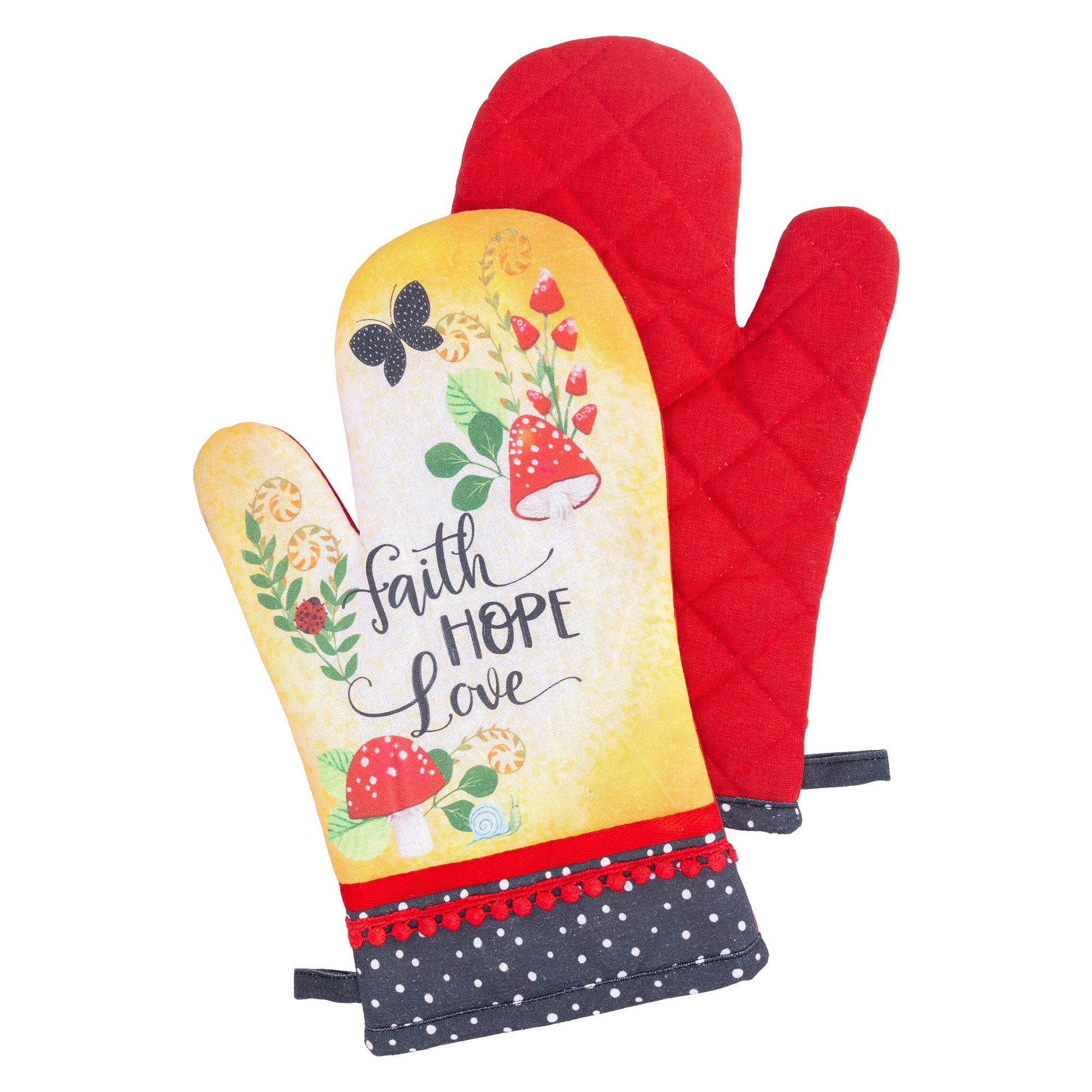 Oven Mitt: Merry Mushroom; Faith Hope Love