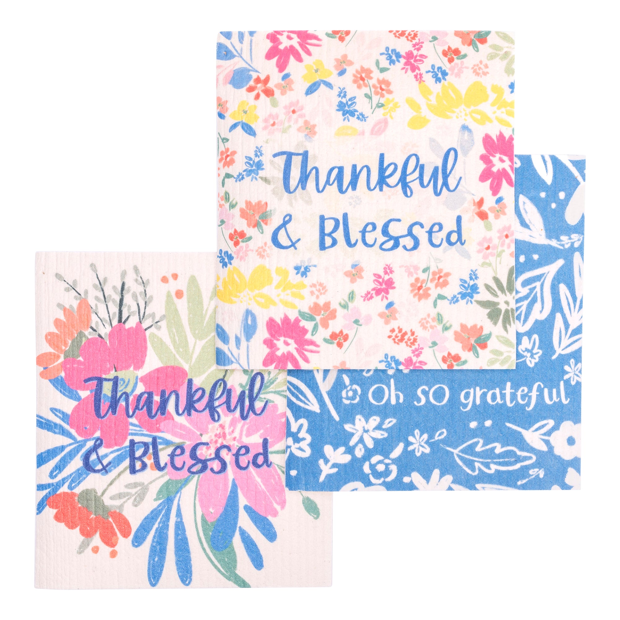 ECO Friendly Dishcloth Set: Clementine; Thankful & Blessed