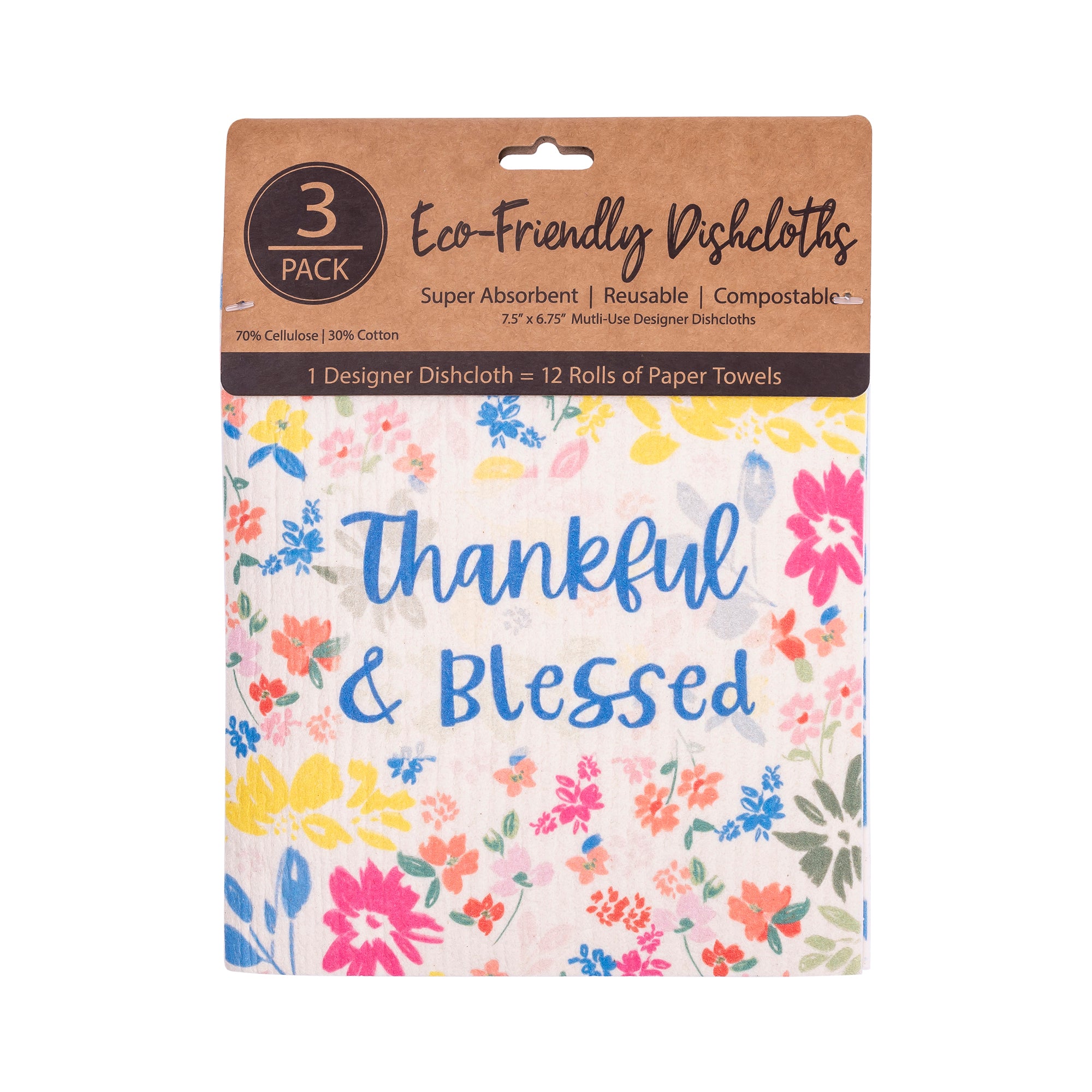 ECO Friendly Dishcloth Set: Clementine; Thankful & Blessed