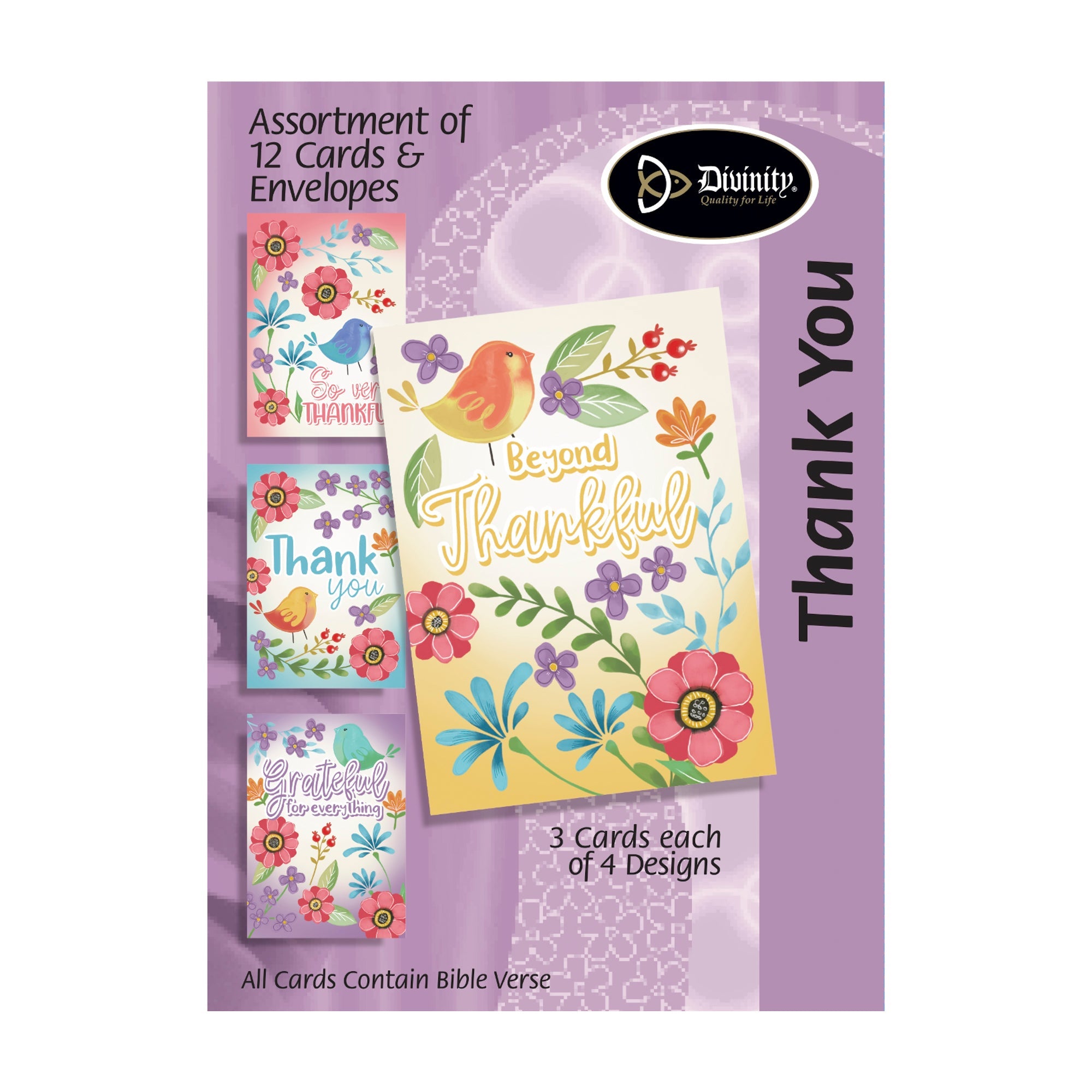 Boxed Greeting Cards: 12CT Thank You Colorful Bird and flowers