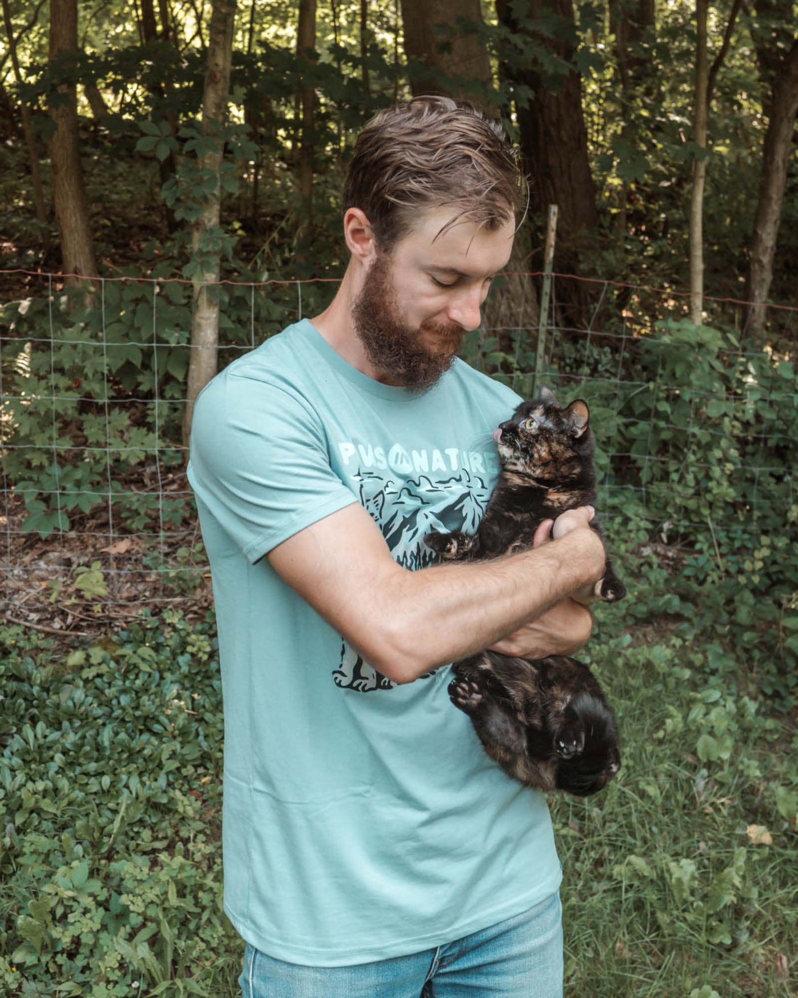 Cat Paws in Nature Unisex Tee | Morning Mist