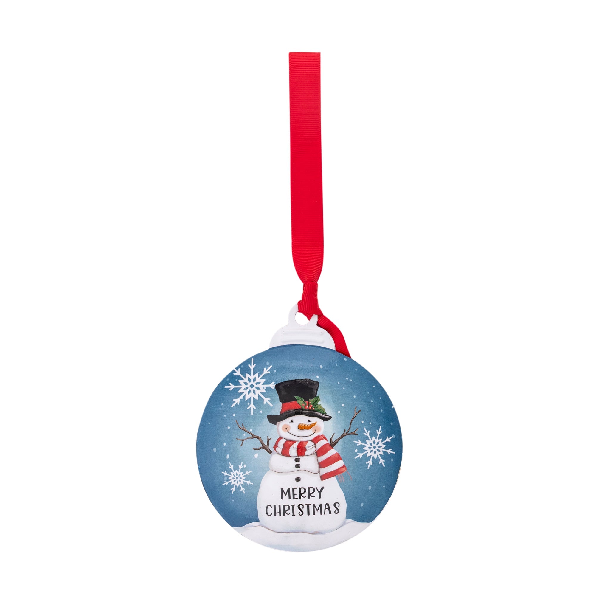 Metal Ornament: Merry Christmas (Snowman)