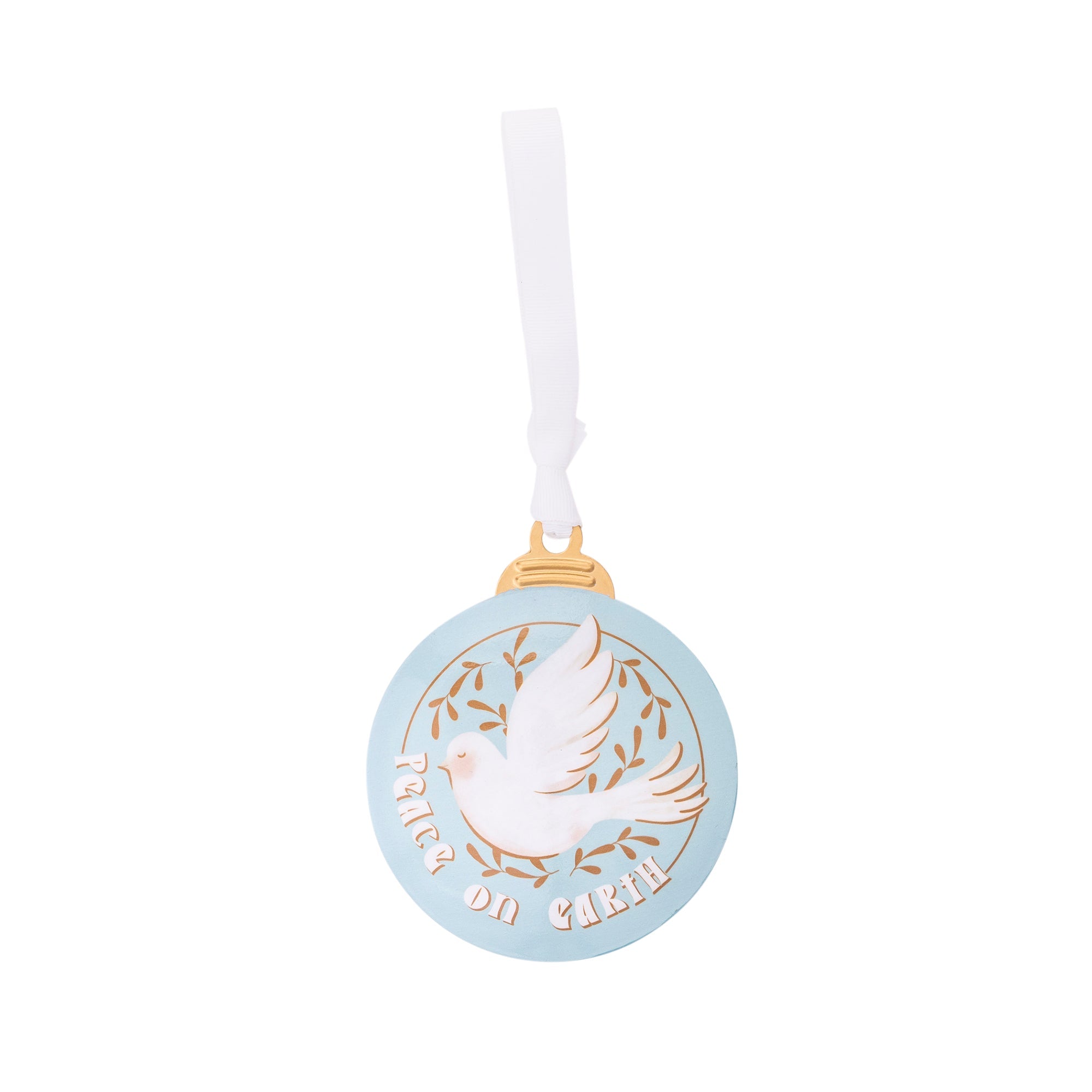 Metal Ornament: Peace on Earth (Dove)
