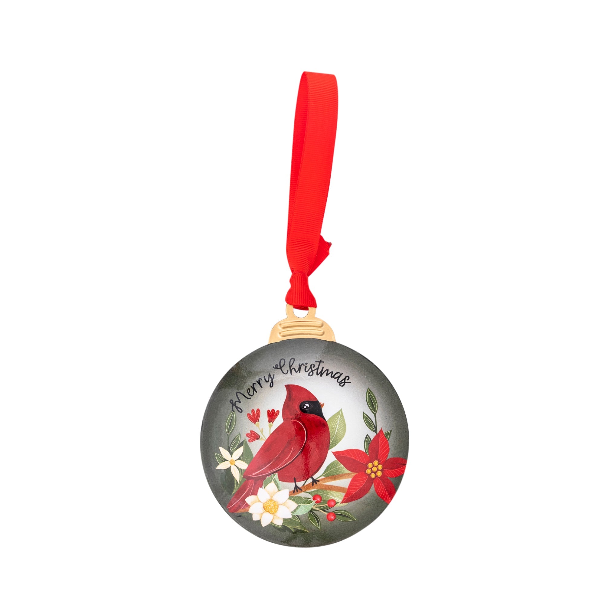 Metal Ornament: Merry Christmas (Cardinal)