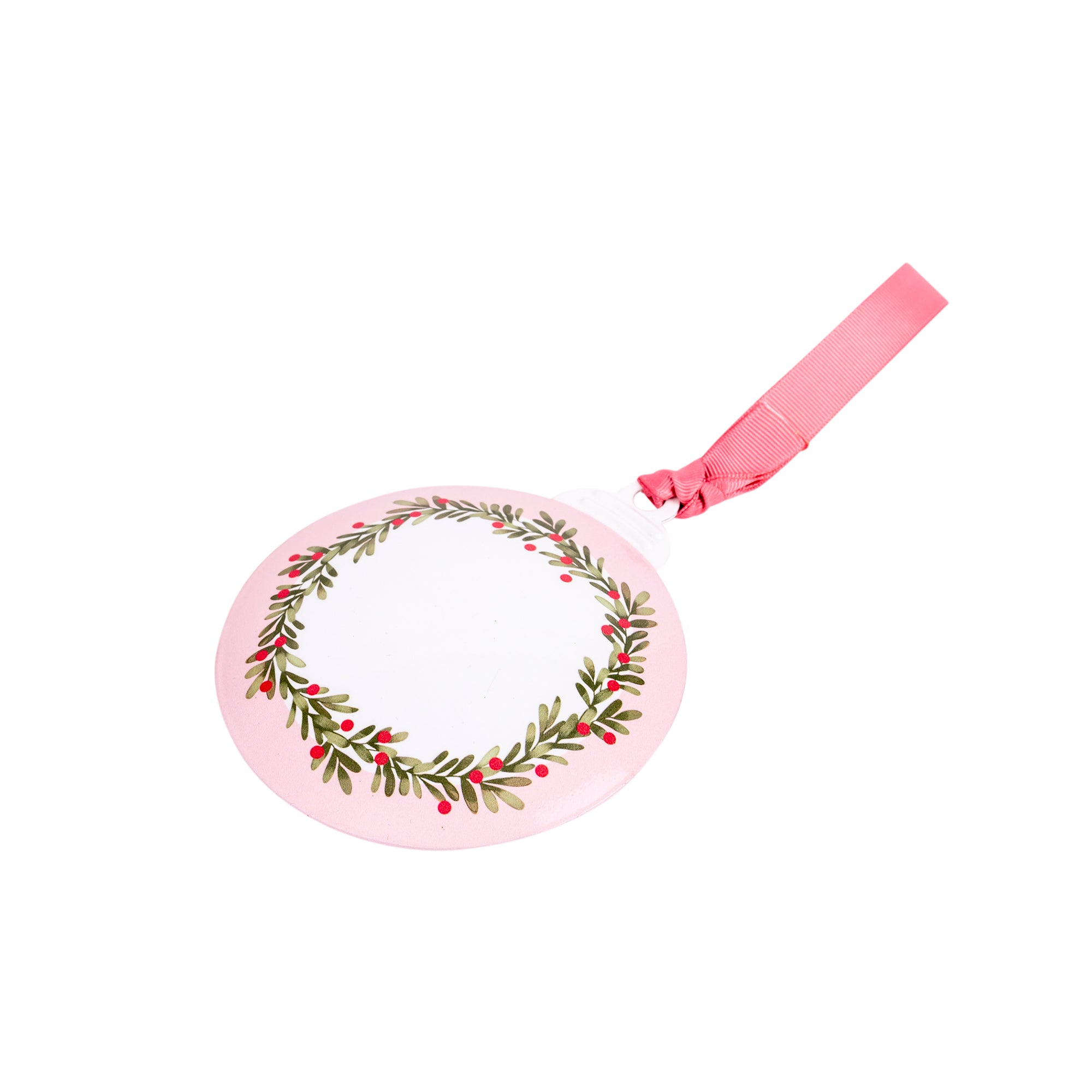 Metal Ornament: Baby's First Christmas (Pink)