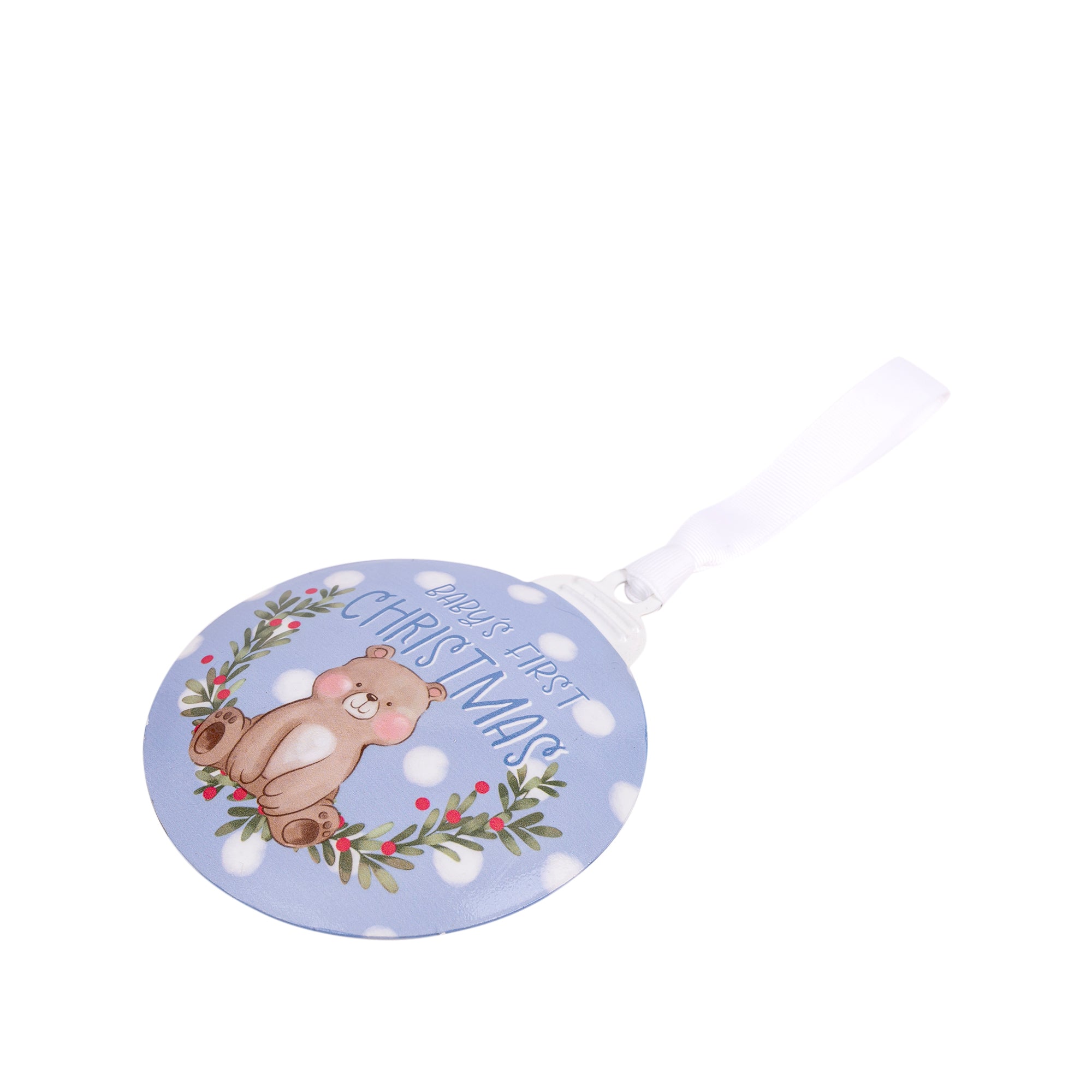 Metal Ornament: Baby's First Christmas (Blue)