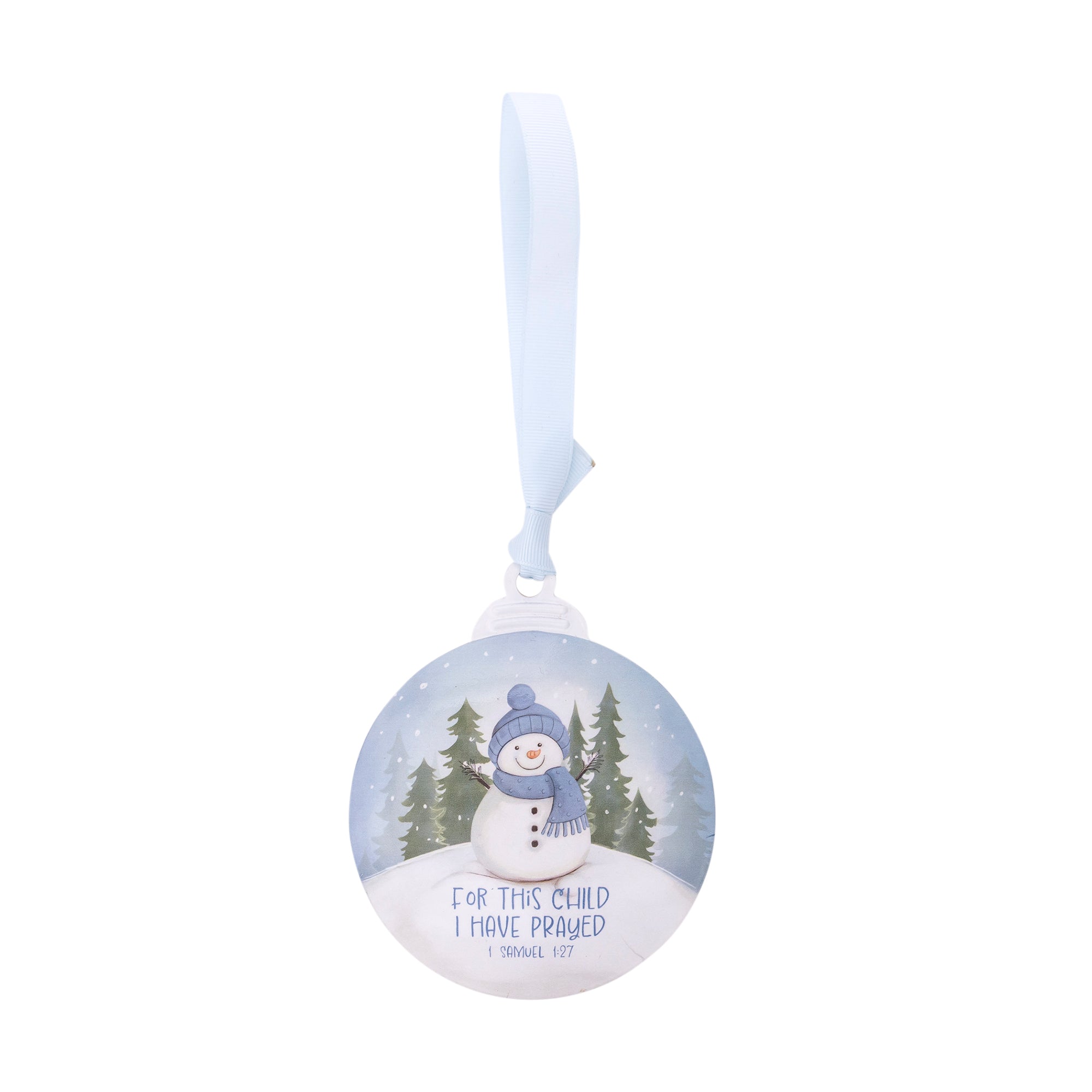 Metal Ornament: For This Child (Blue) 1 Samuel 1:27