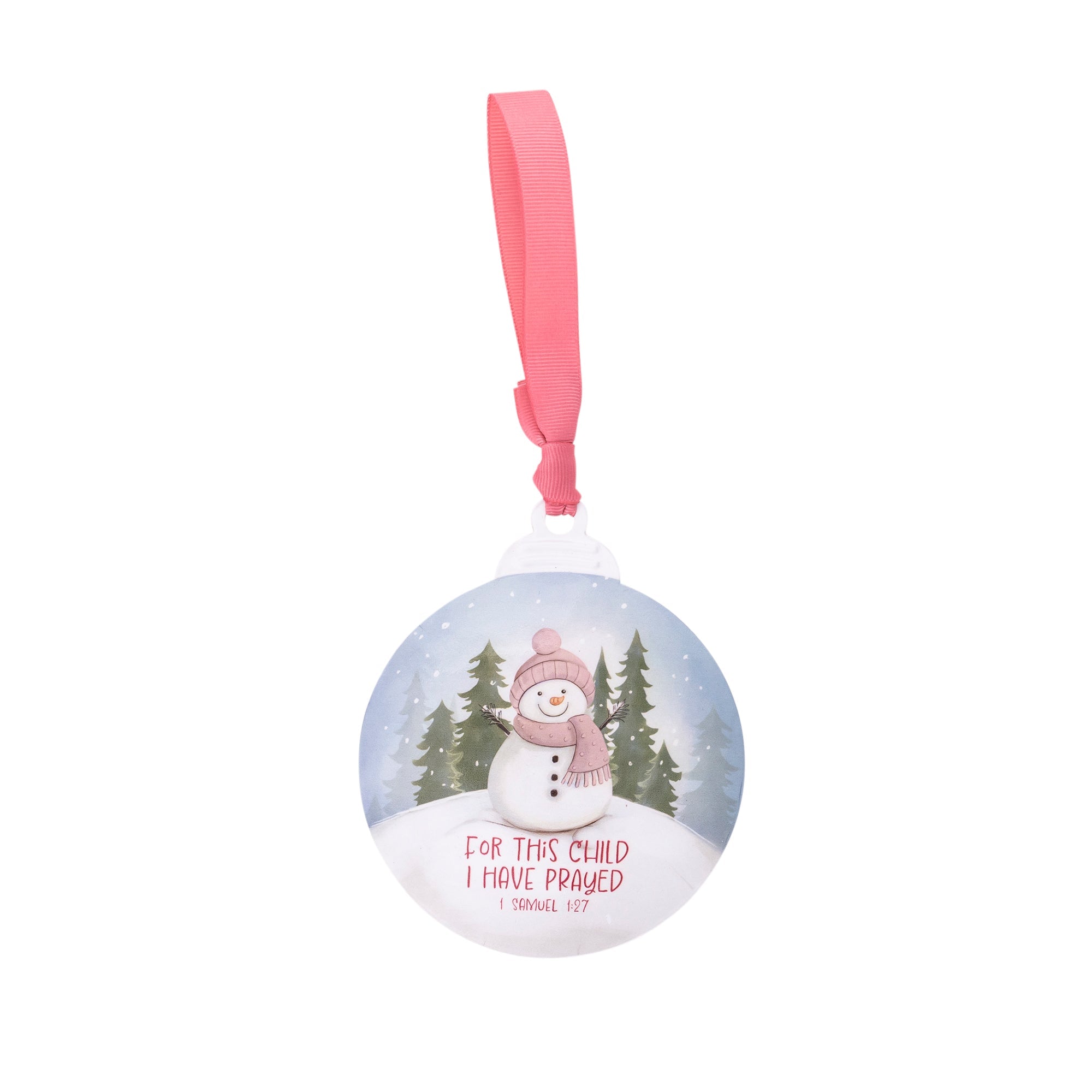 Metal Ornament: For This Child (Pink) 1 Samuel 1:27
