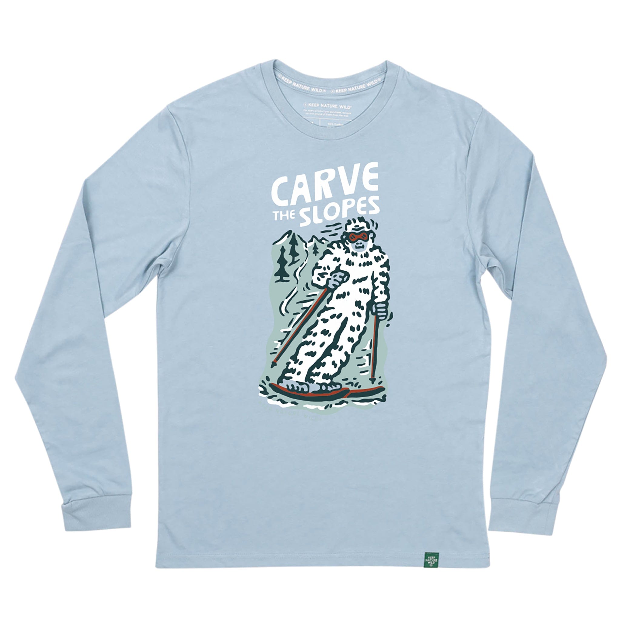 Skiing Sasquatch Unisex Long Sleeve Shirt | Morning Mist